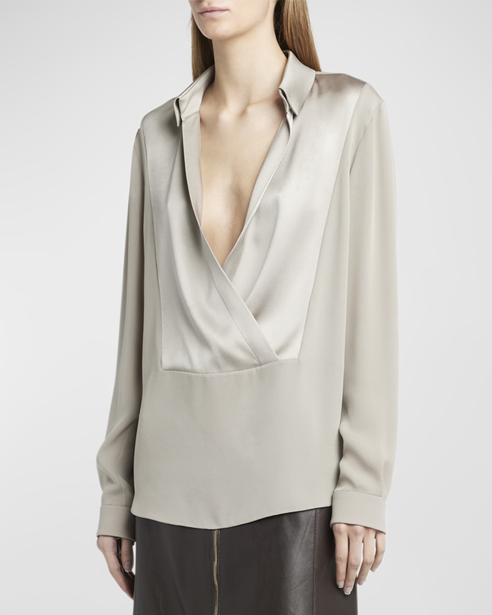 GIORGIO ARMANI シルク ブラウス Giorgio Armani Silk Georgette Wrap Blouse | Neiman Marcus