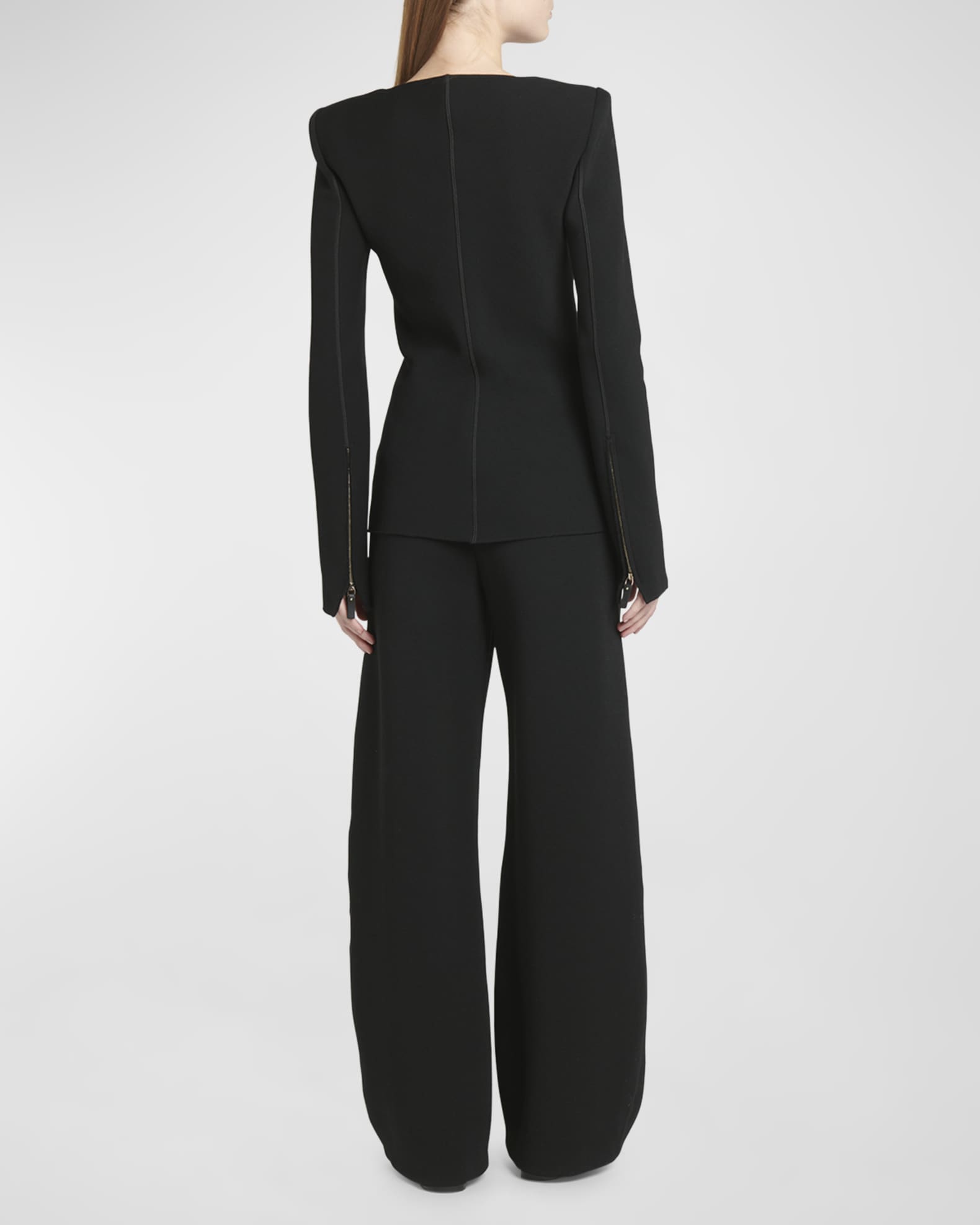 Giorgio Armani ブラック 長袖 トップス 44 Giorgio Armani Double-Jersey Virgin Wool Zip Jacket | Neiman