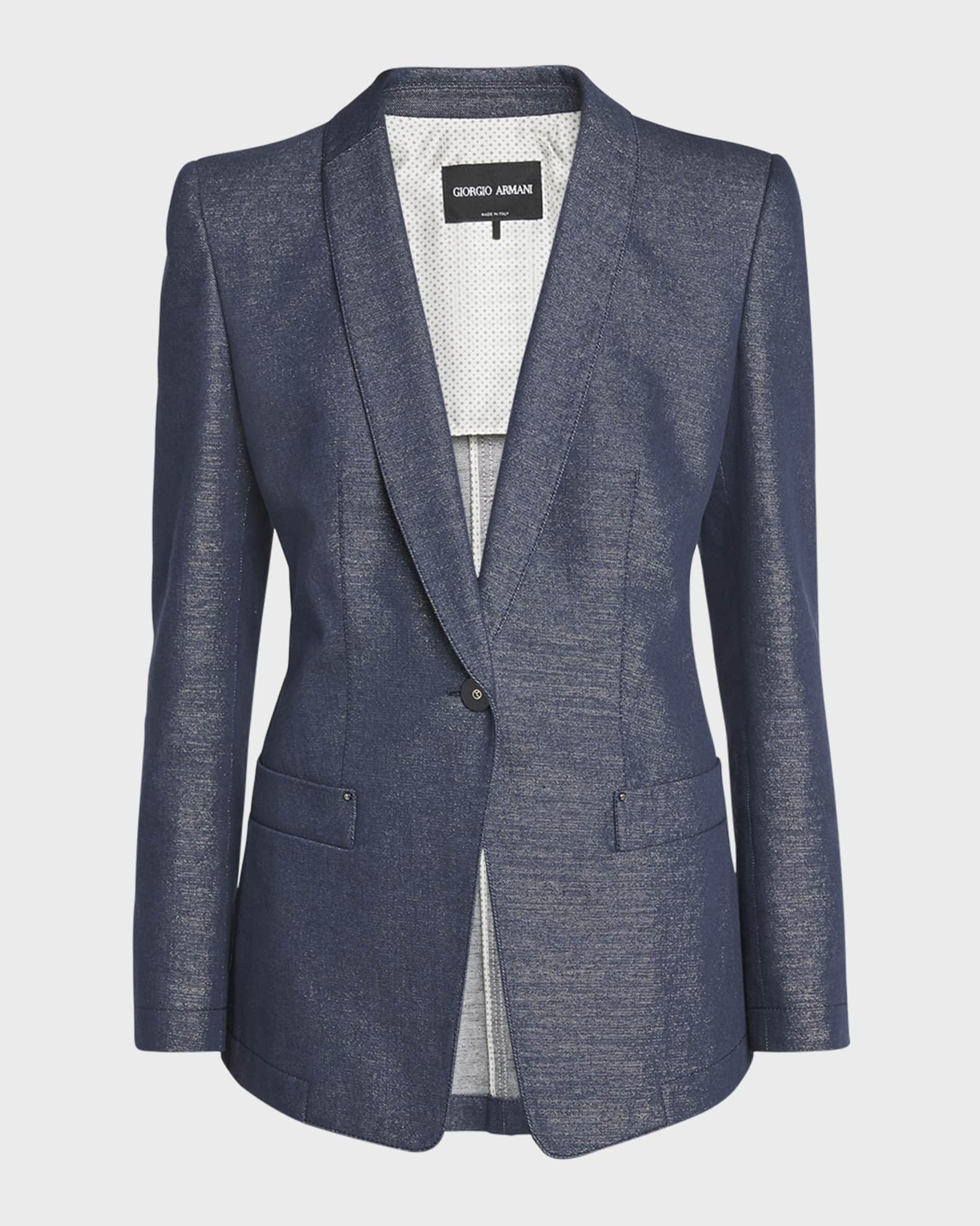Giorgio Armani Single-Button Denim Blazer Jacket | Neiman Marcus