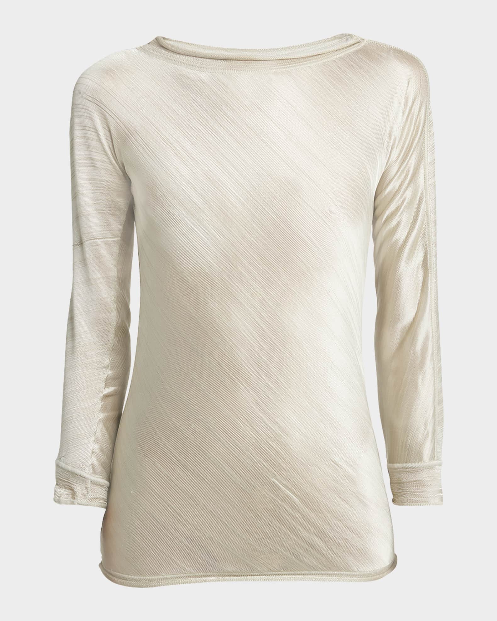 Shiny Viscose Raw-Edge Blouse  0