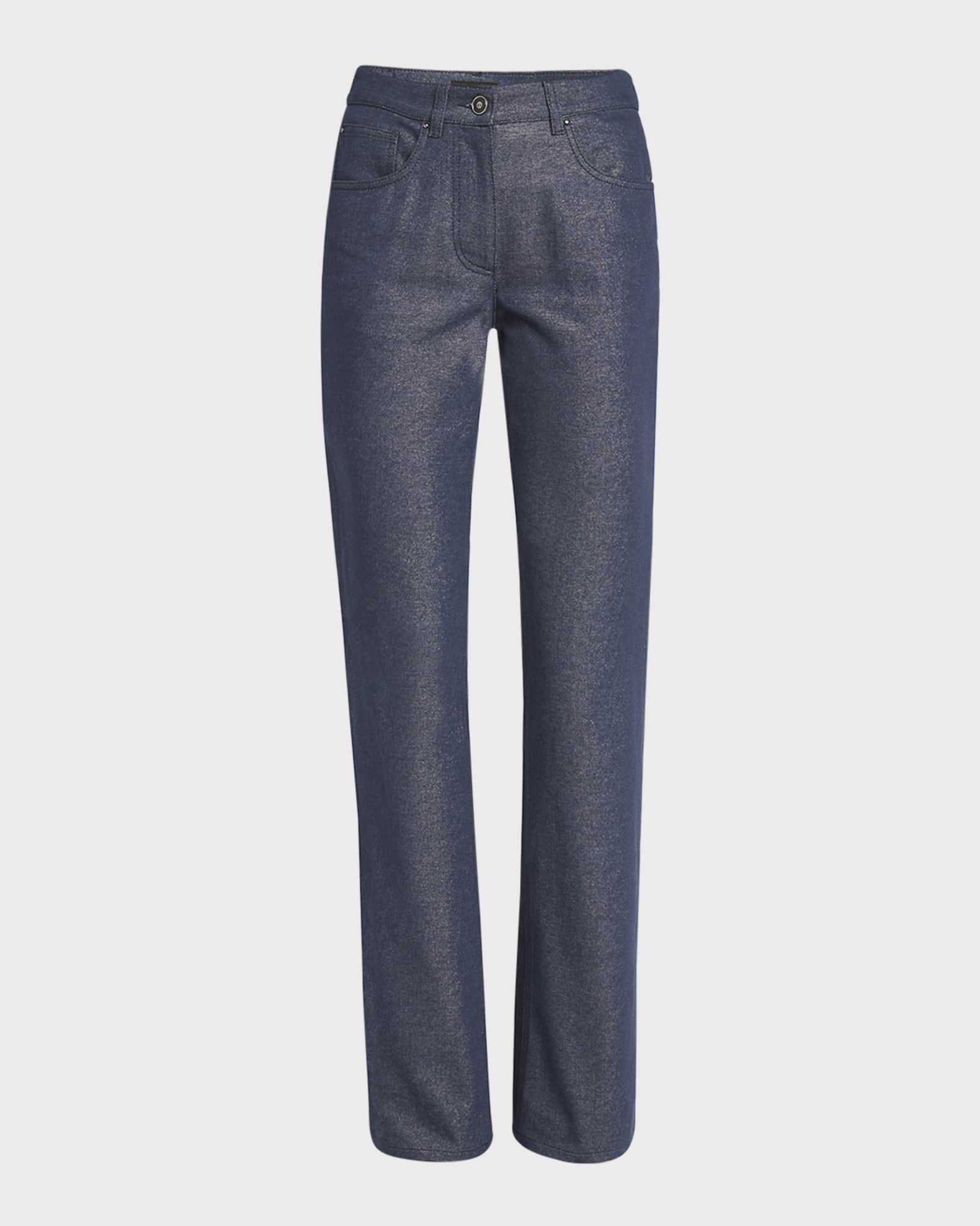 Bootleg Denim Jeans with Logo Embroidery 0