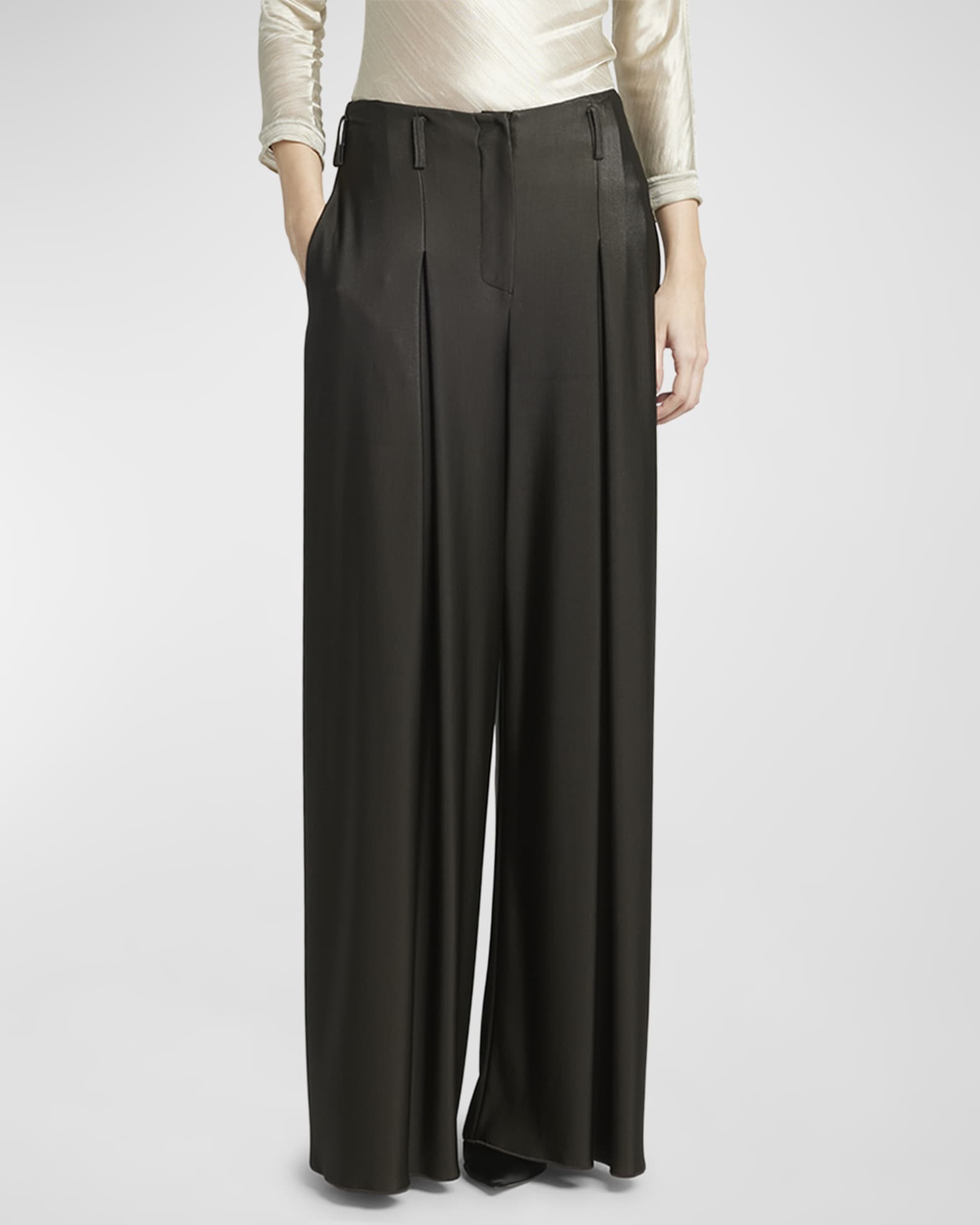 Giorgio Armani Double Jersey Flowy Pleated Trousers | Neiman