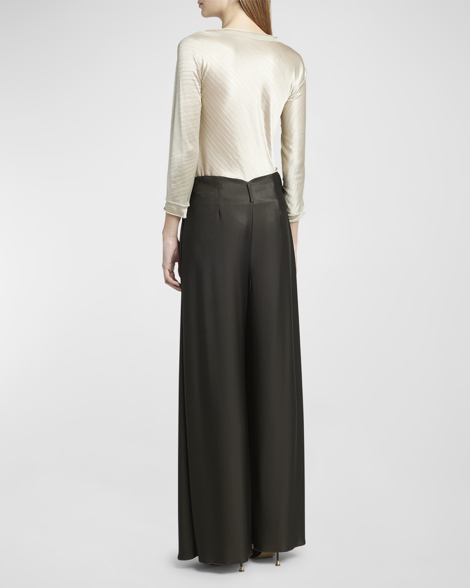 Giorgio Armani Double Jersey Flowy Pleated Trousers | Neiman Marcus