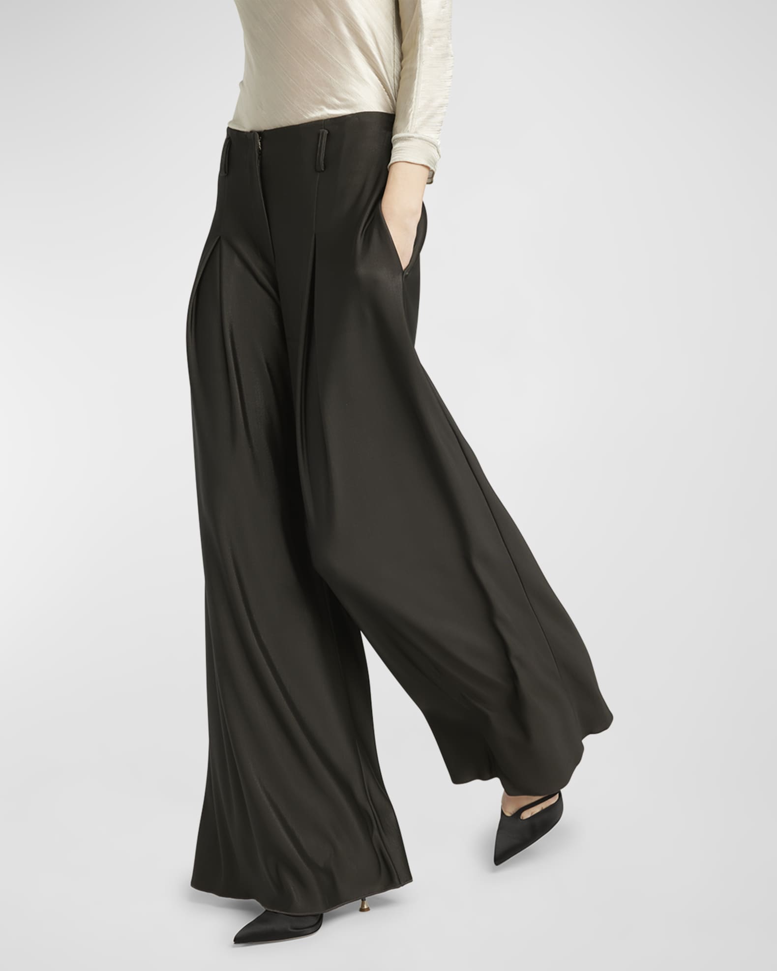 Giorgio Armani Double Jersey Flowy Pleated Trousers | Neiman