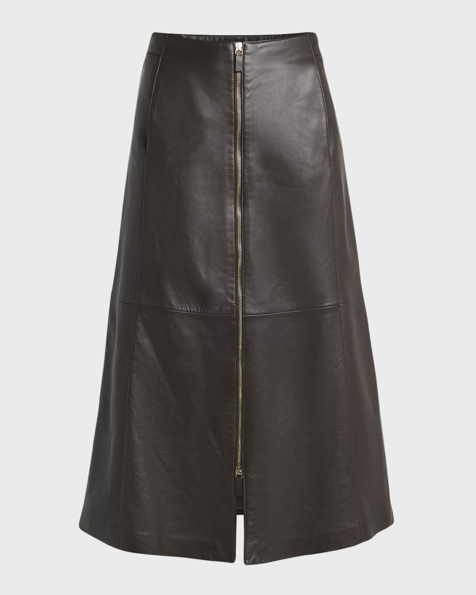 Giorgio Armani Zip-Up Leather Maxi Skirt