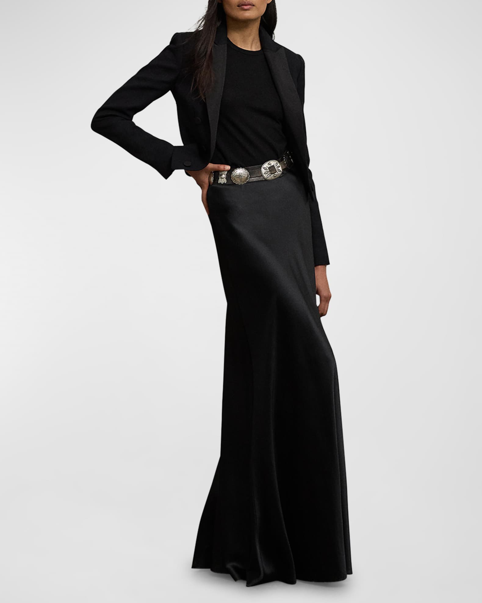 Ralph Lauren Collection Masina Luxury Stretch Satin Maxi Skirt