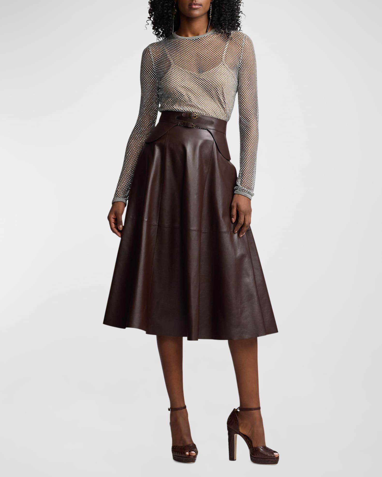 Ralph lauren leather skirt top