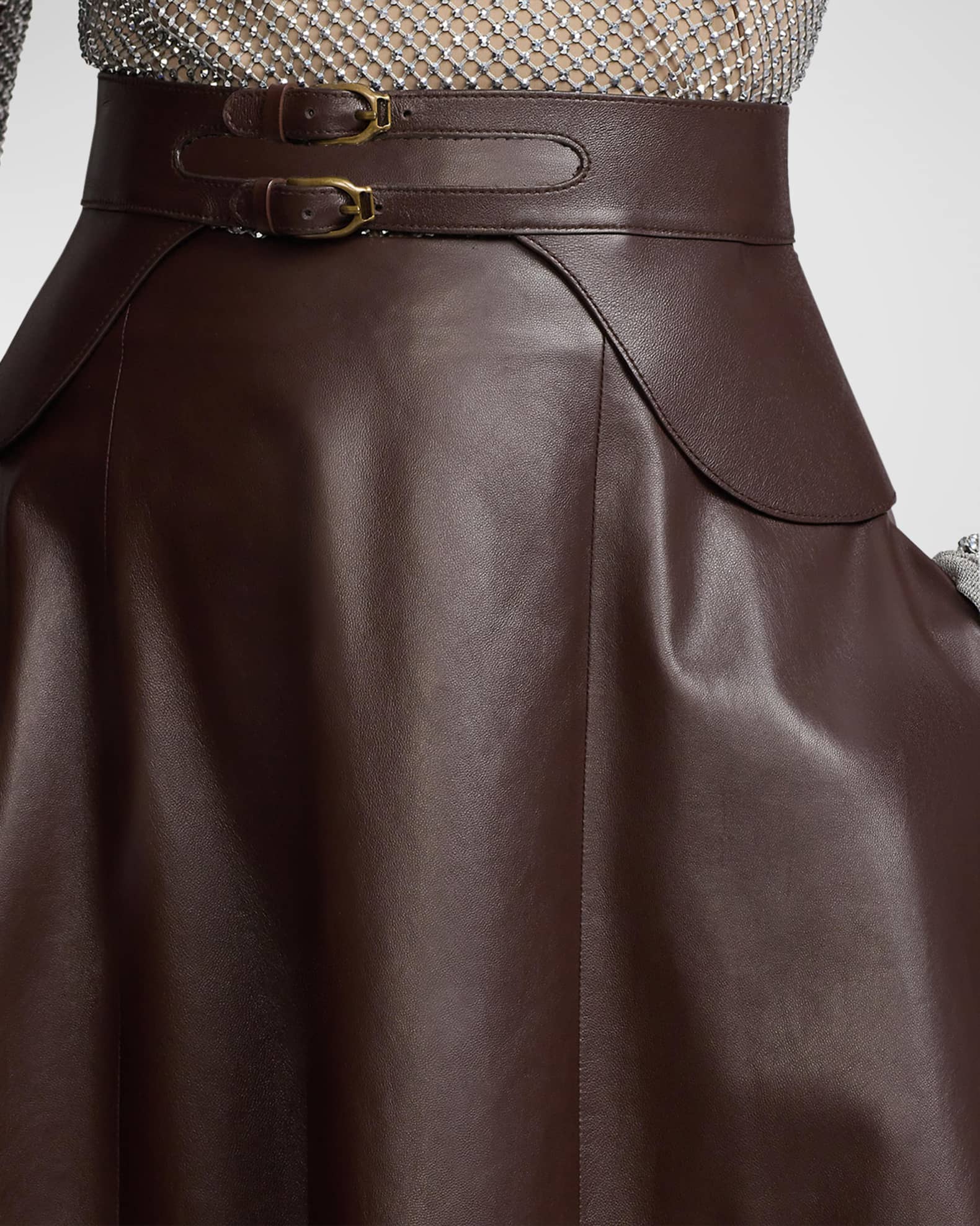 Millie Circle Cut Soft Leather Skirt