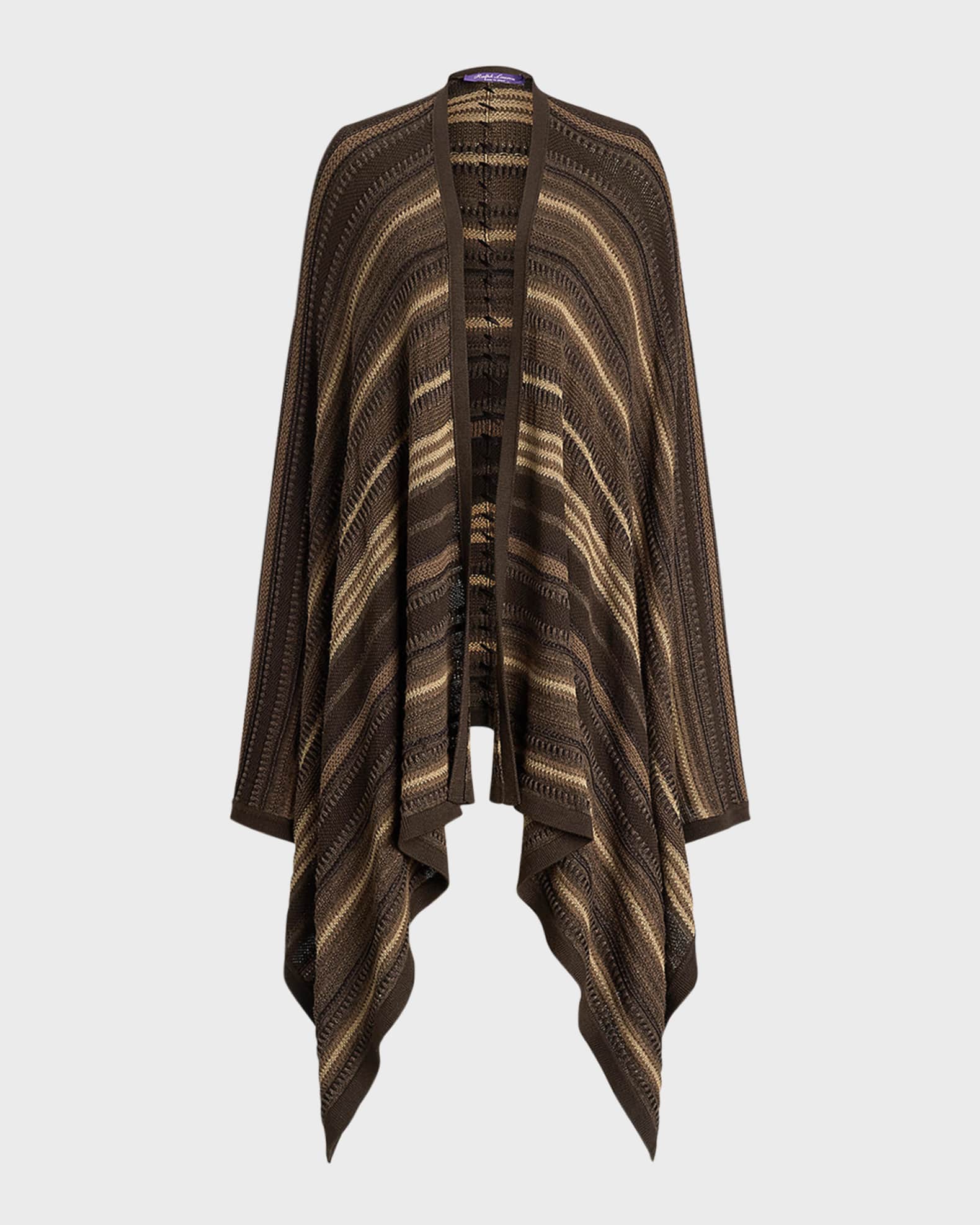 Ralph Lauren Collection Textural Striped Knit Sweater Wrap