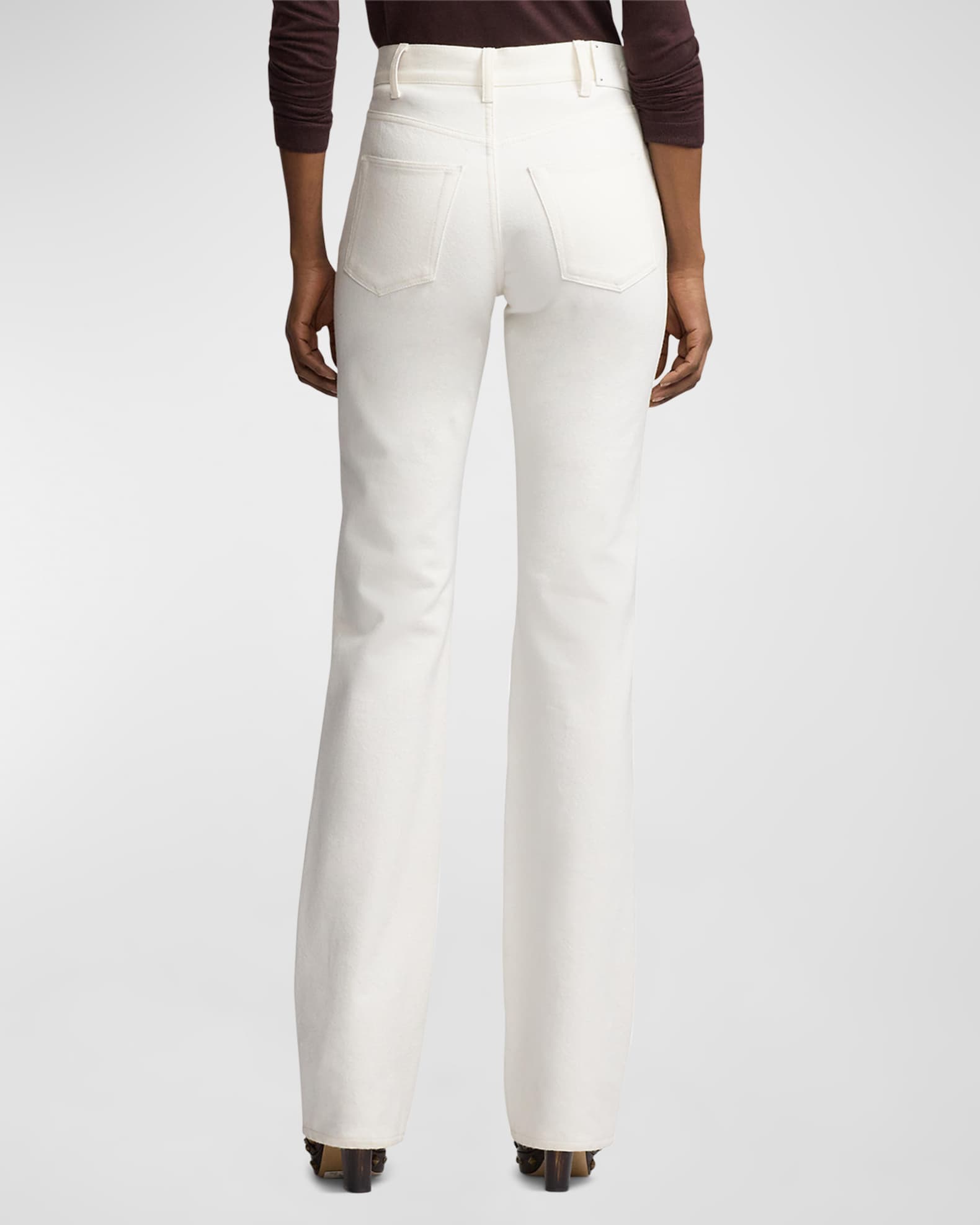 【DEARMINE】White Bootcut Flare Denim D Jeans Womens 12 32 White Bootcut Flare High Rise Shaping