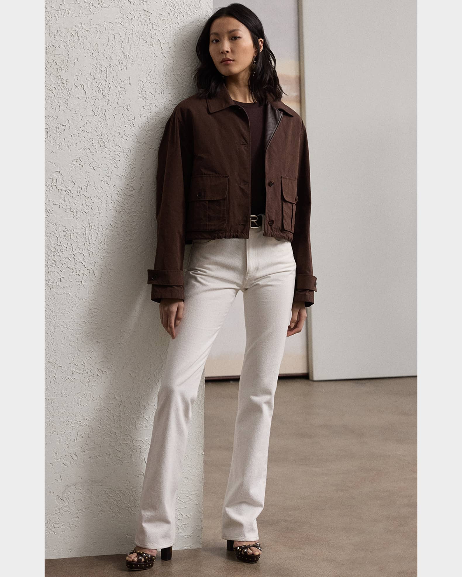 Ralph Lauren Collection Kaida Mid-Rise White Denim Bootcut