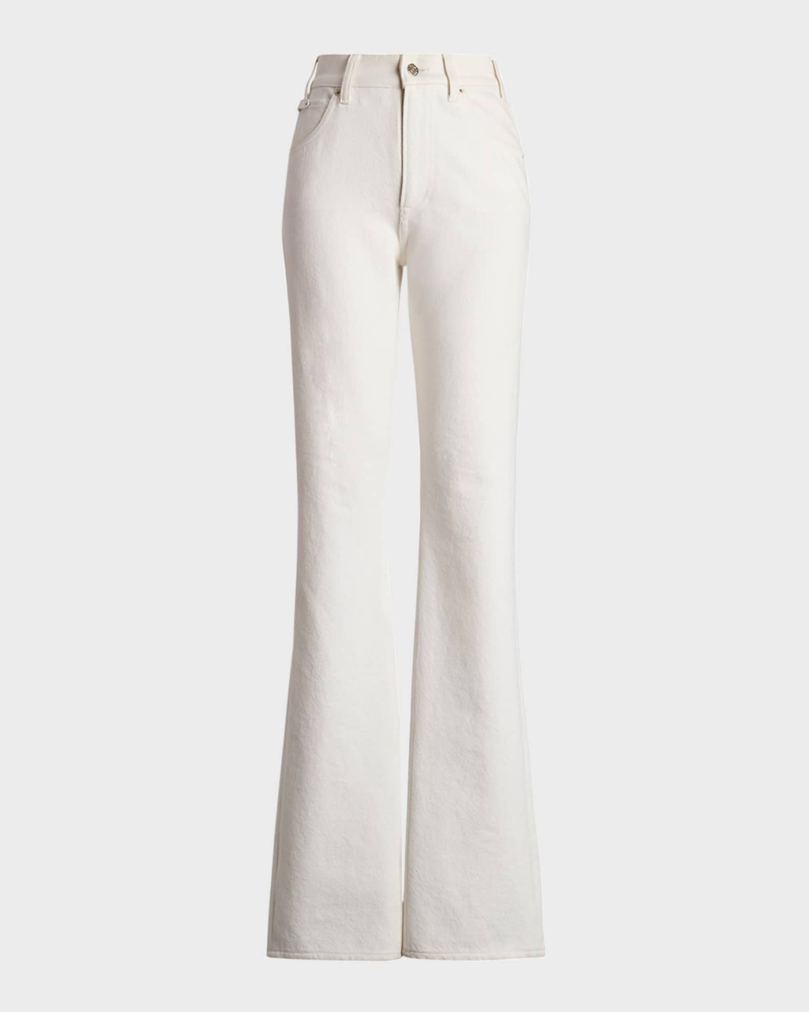 Kaida Mid-Rise White Denim Bootcut Jeans 0