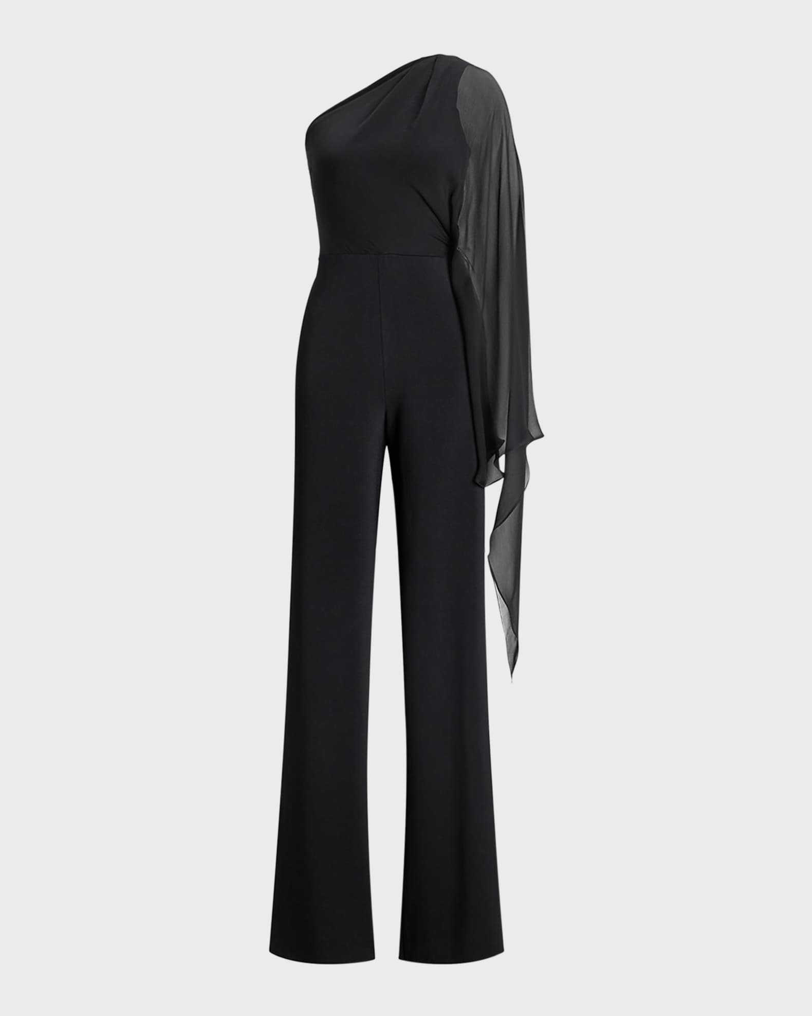 Ralph Lauren Collection One Shoulder Scarf Sleeve Jumpsuit Neiman Marcus
