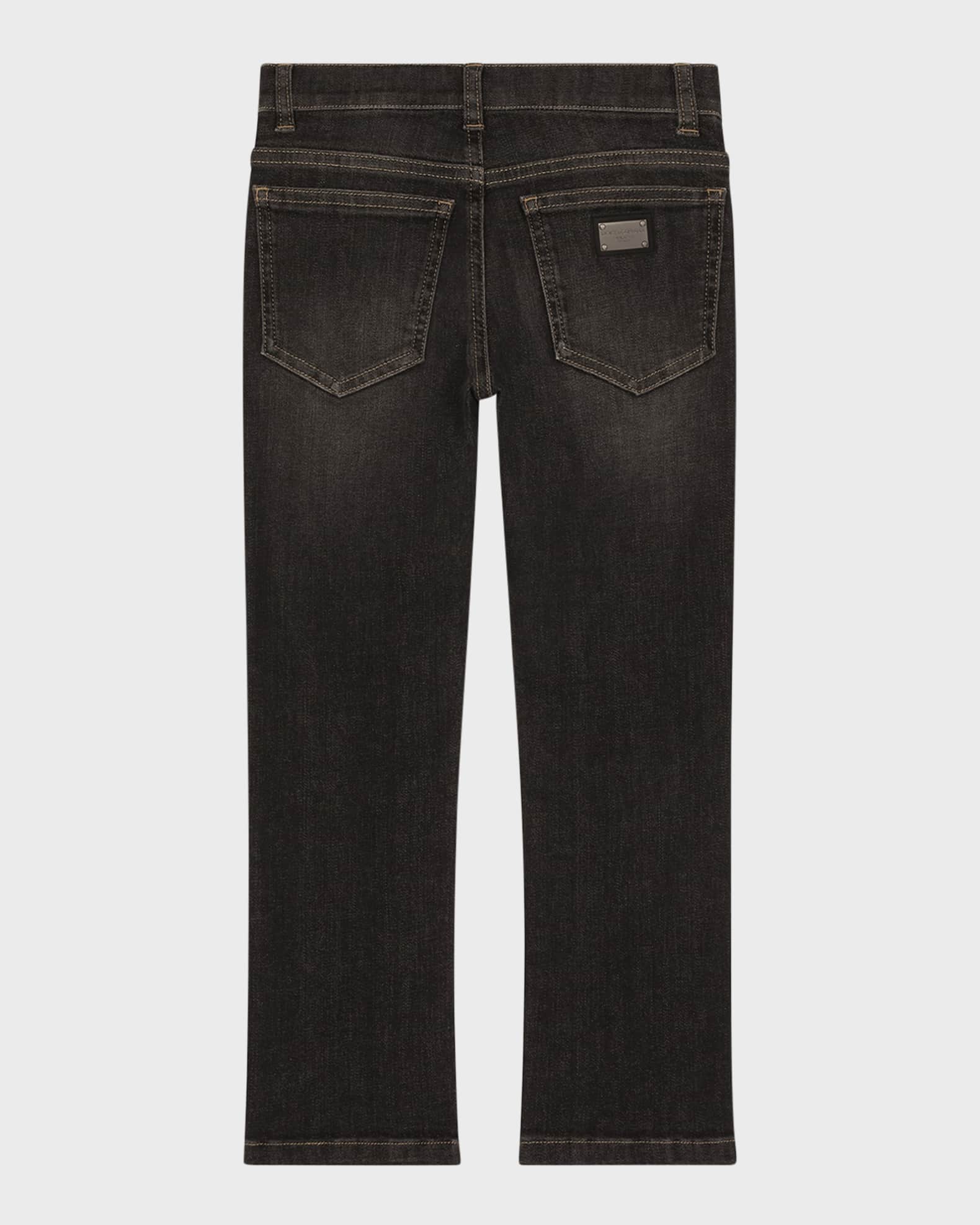 Boy's Dark Wash Logo Plaque Jeans 1