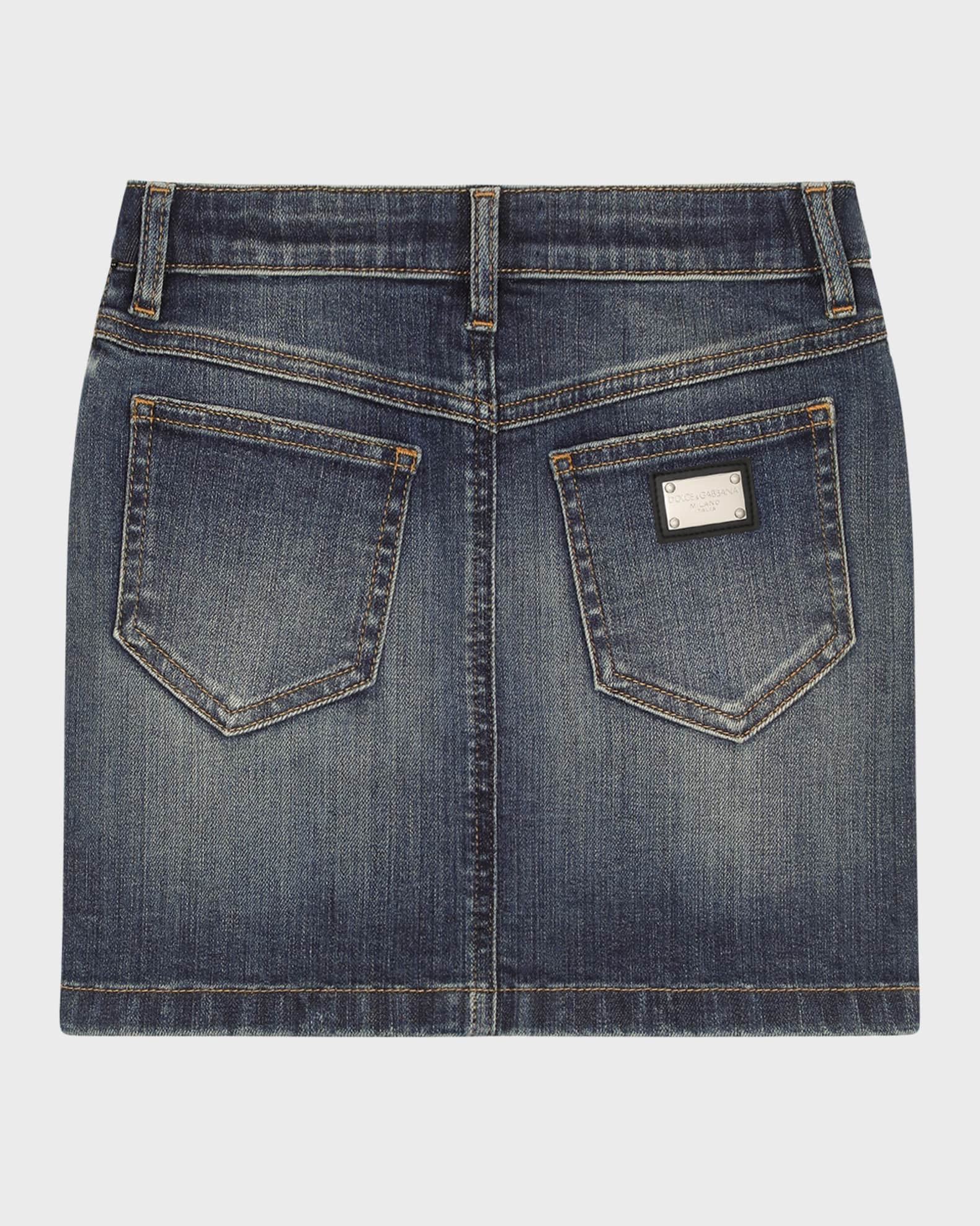 Girl's Denim Skirt W/ Floral Patch 1