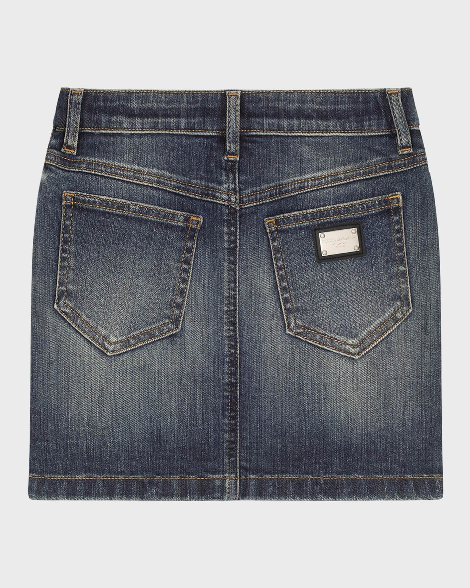 Girl's Denim Skirt W/ Floral Patch 1