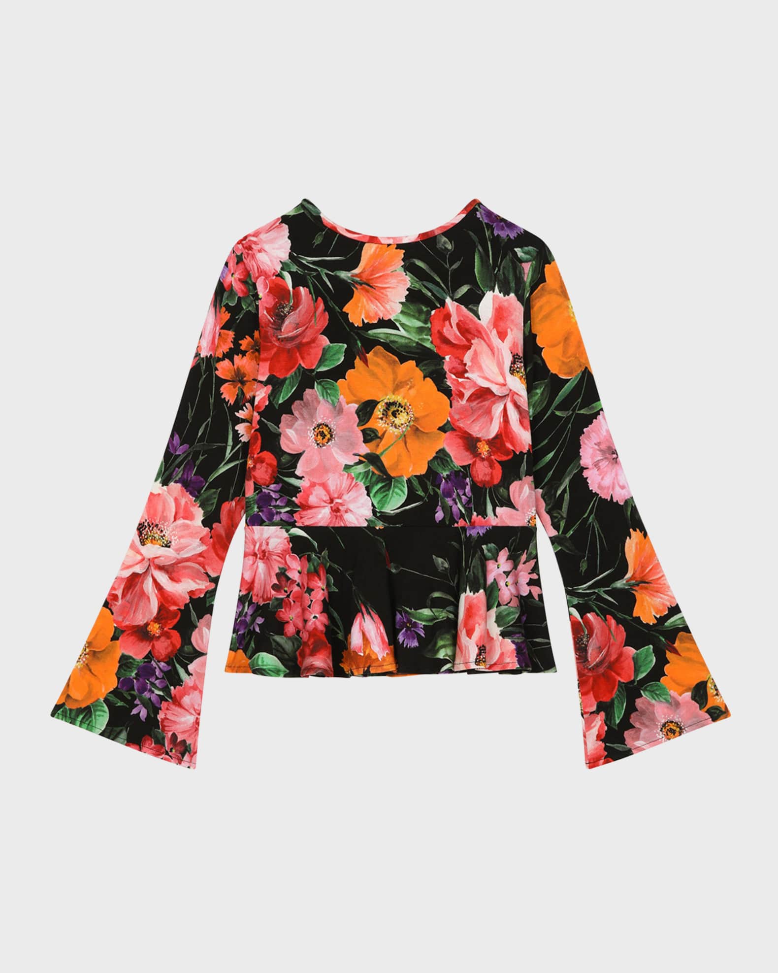 Girl's Floral-Print Bell Sleeve Top 1