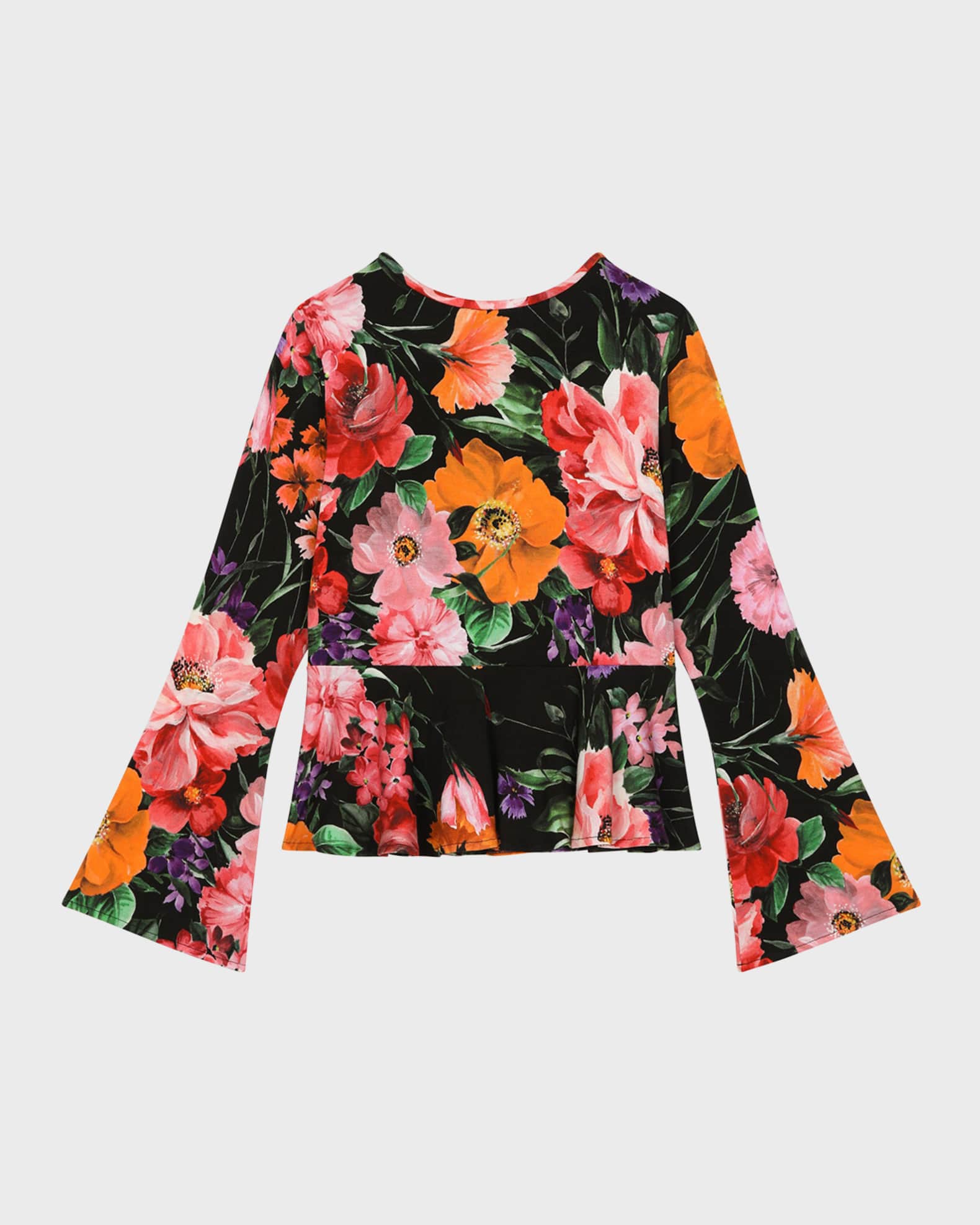 Girl's Floral-Print Bell Sleeve Top 1
