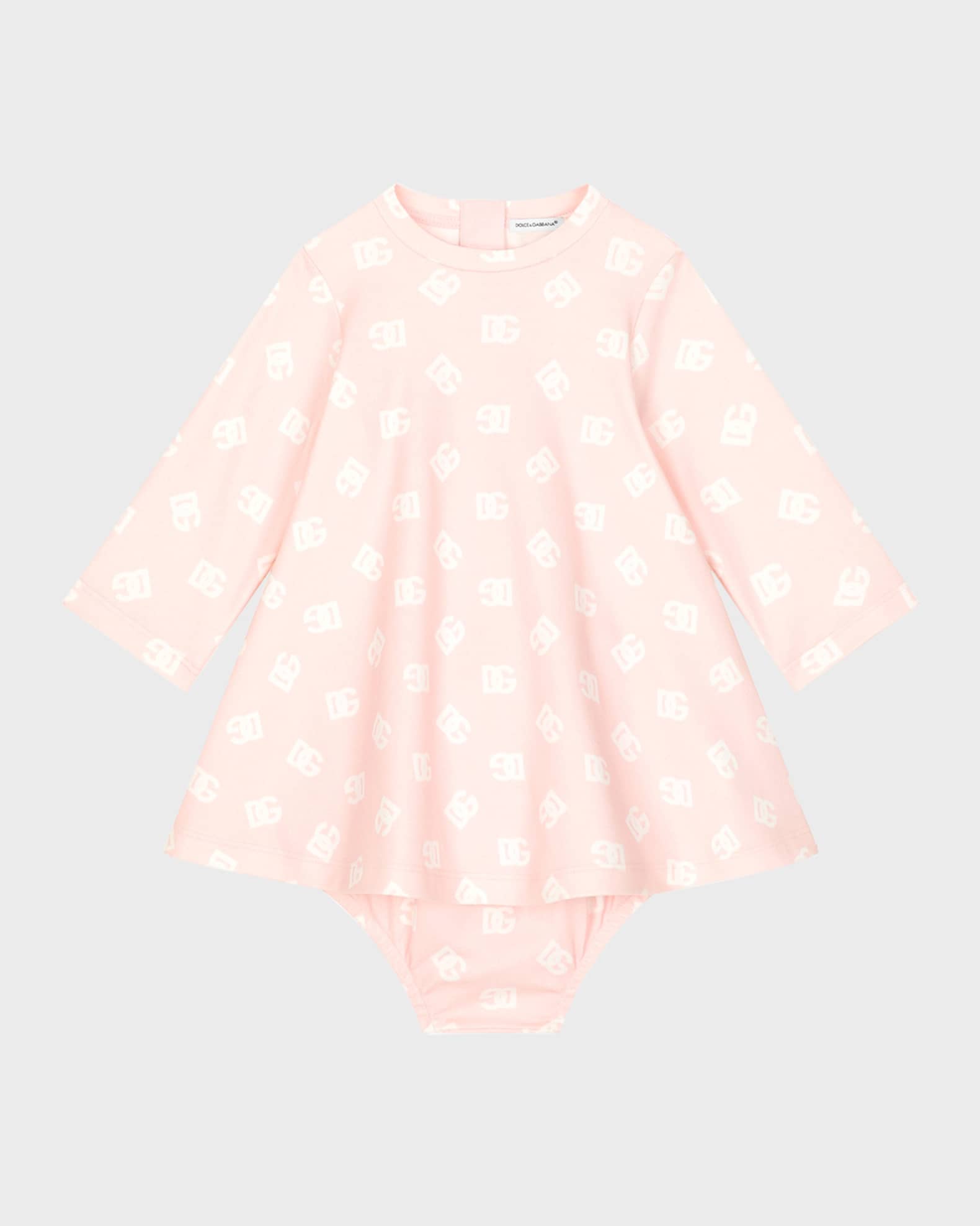 Girl's Interlocked Logo-Print Dress W/ Bloomers, Size 3M-24M 0