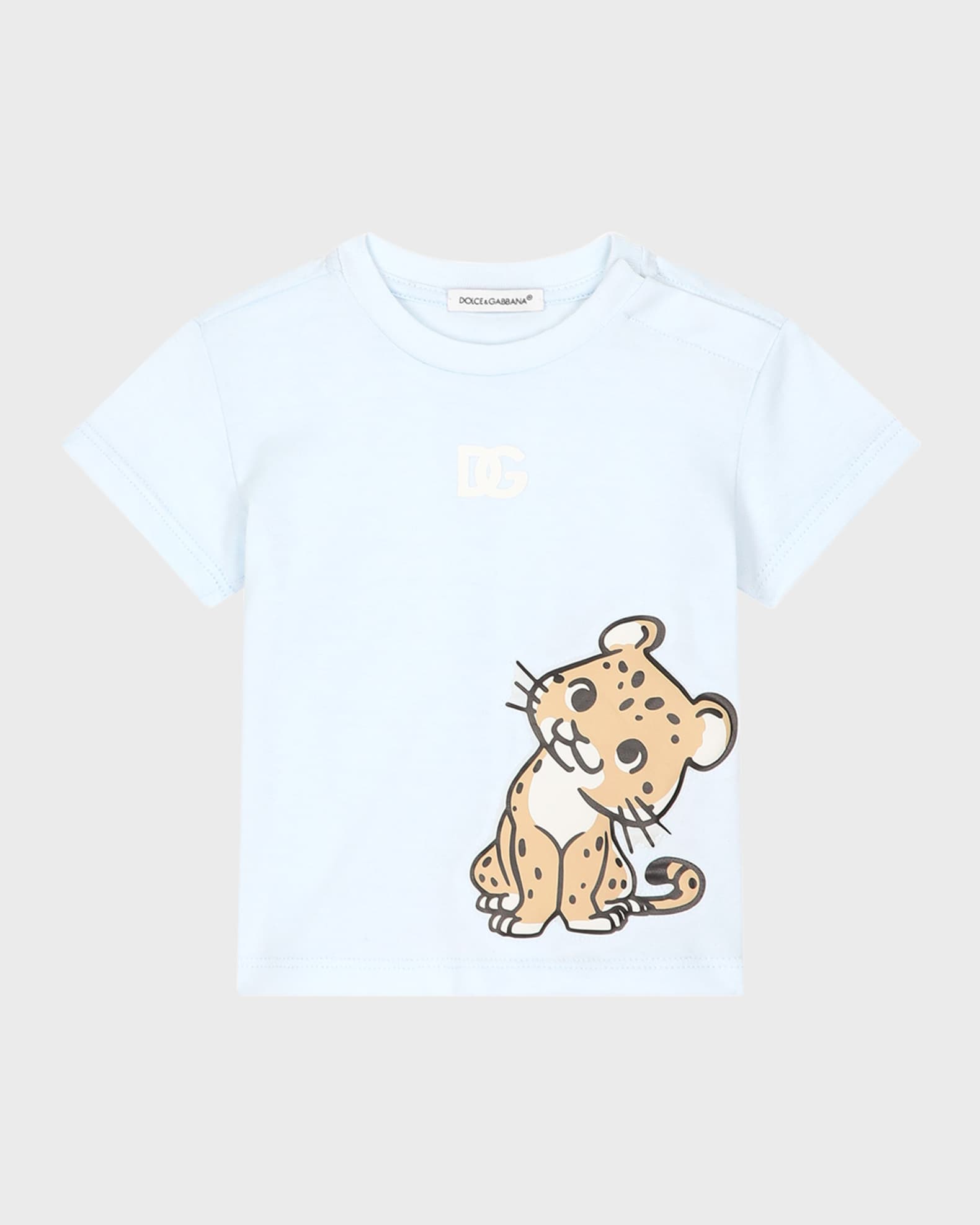 Dolce&Gabbana Girl's Interlocked Logo & Leopard-Print T
