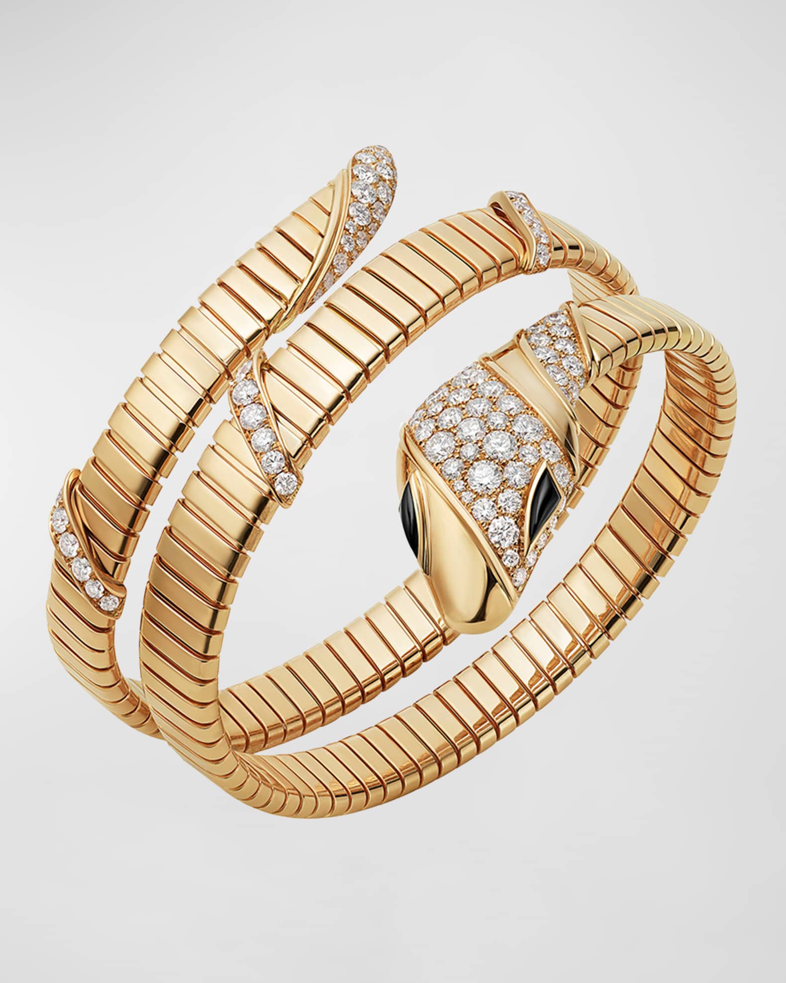 18K Yellow Gold Serpenti Tubogas Onyx and Diamond Bracelet  0