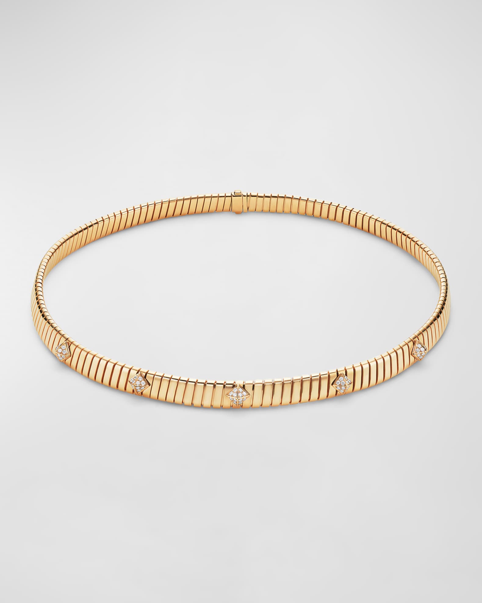 BVLGARI 18K Yellow Gold Tubogas Diamond Choker Necklace Neiman Marcus