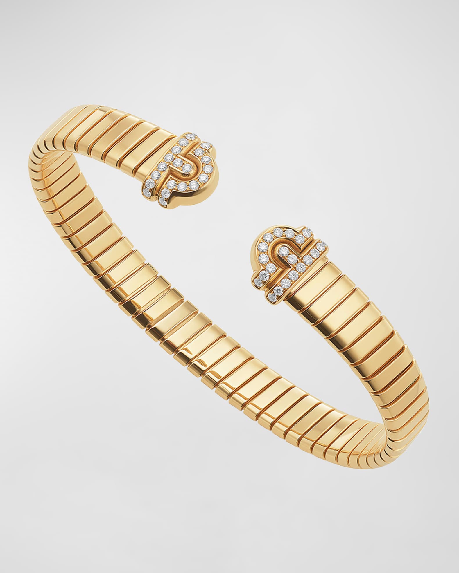 18K Yellow Gold Tubogas Diamond Cuff Bracelet