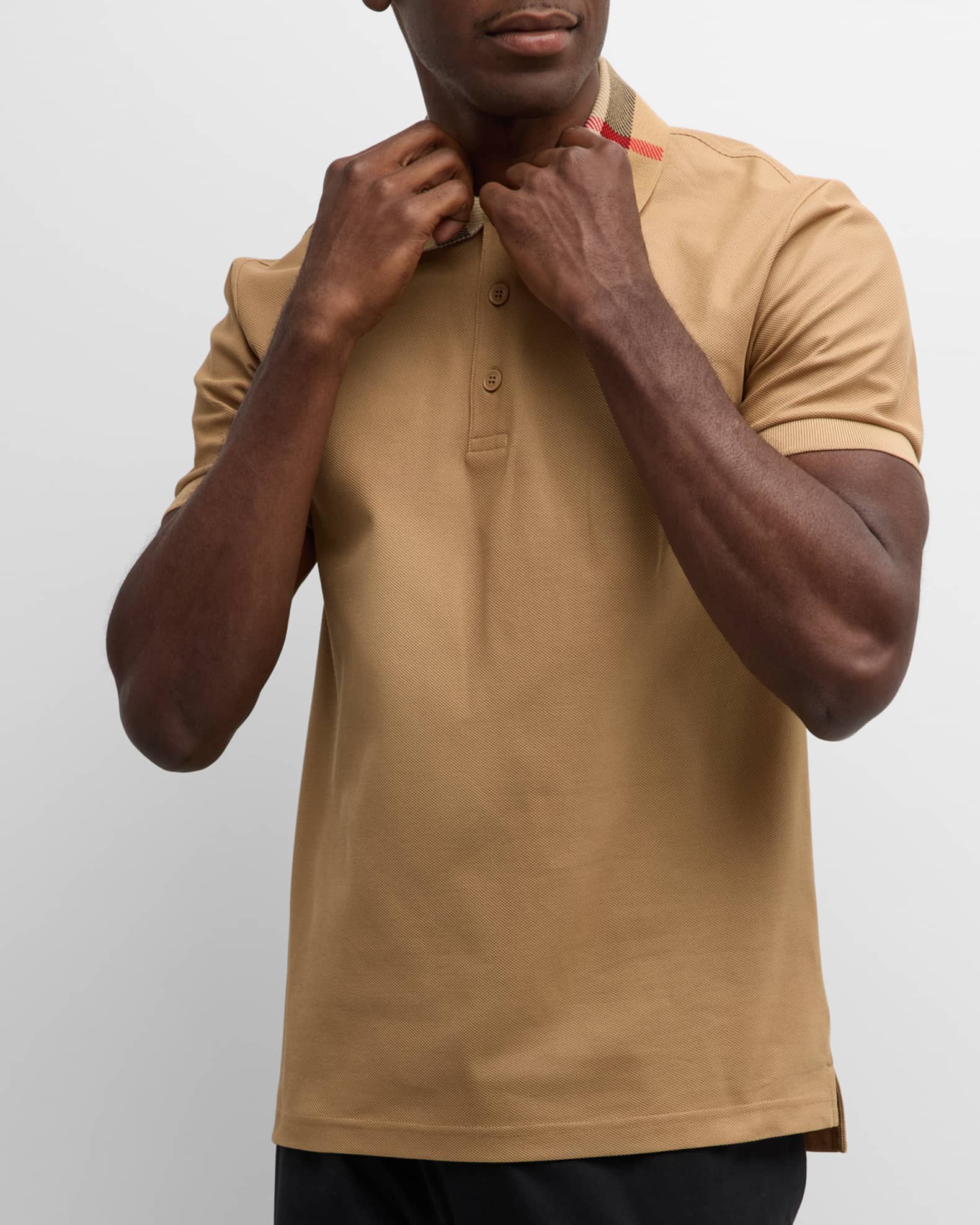 Burberry Men's Cody Check-Collar Polo Shirt | Neiman Marcus