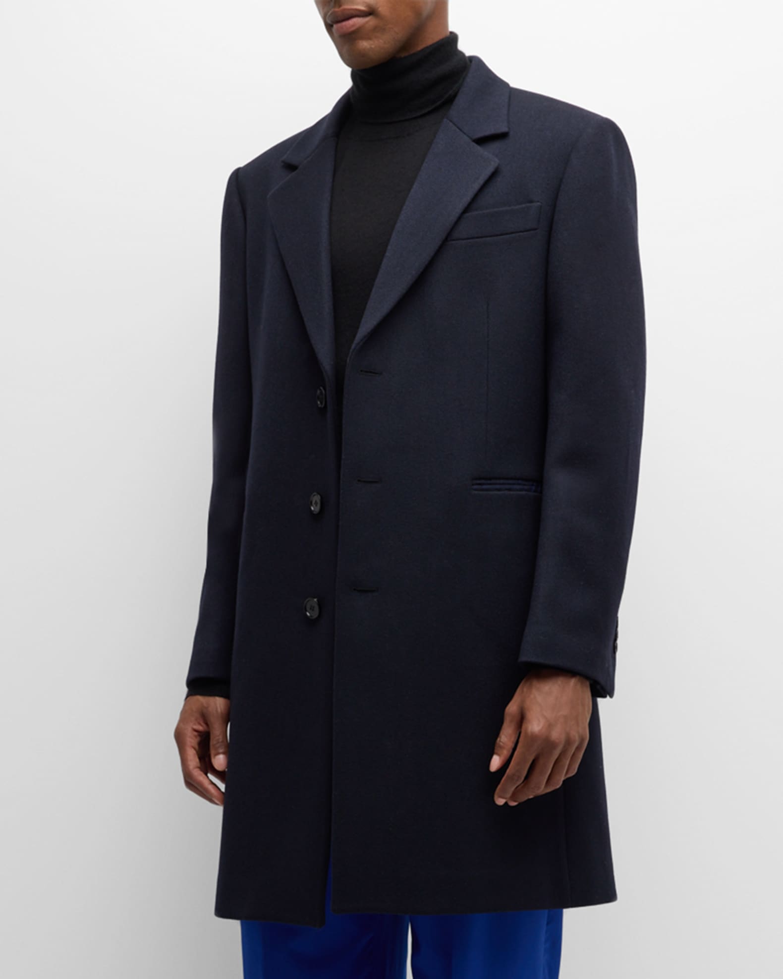 Men s Solid Wool Topcoat
