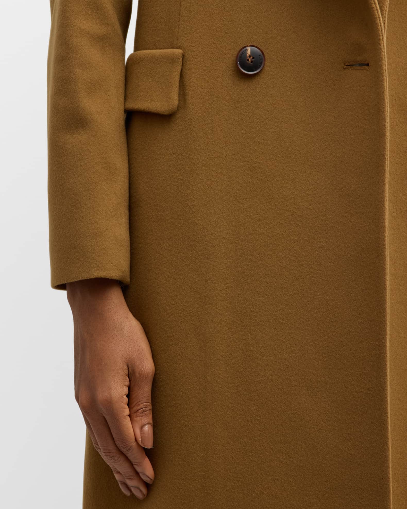 Fleurette Isla Double Breasted Long Cashmere Coat Black