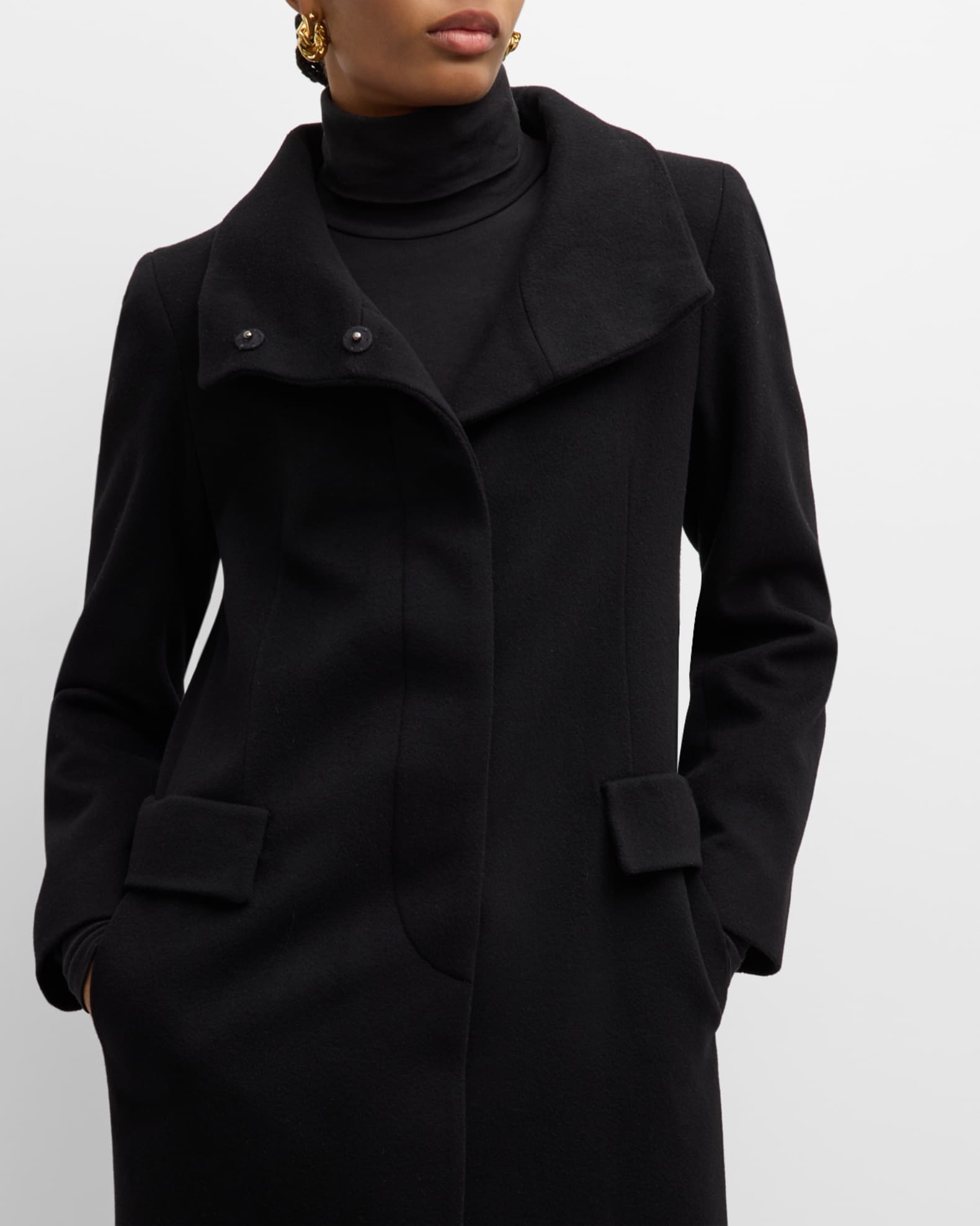 Short coat with large funnel collar top
