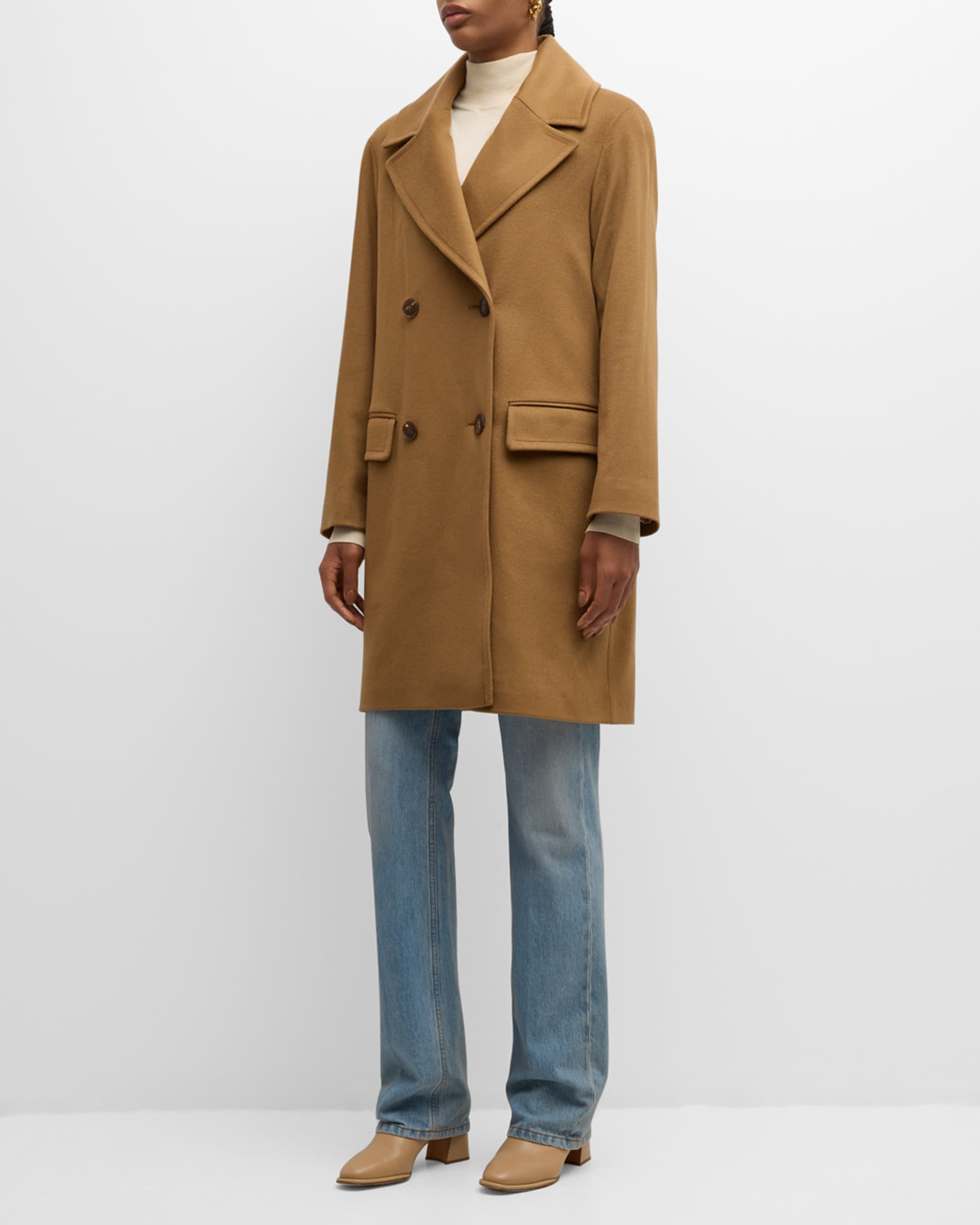 Fleurette Finley Double Breasted Wool Coat Vicuna
