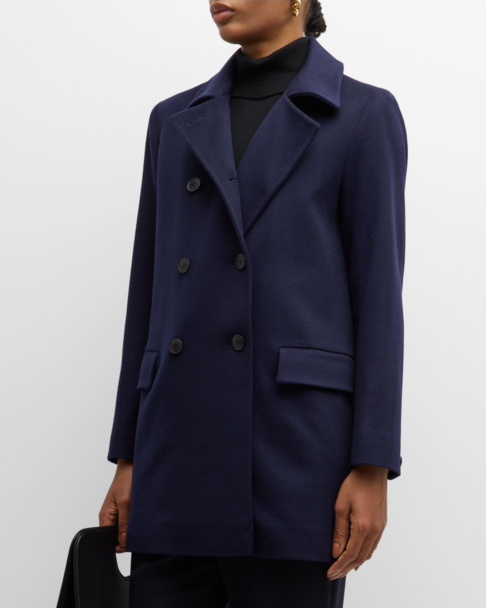 Ren Double Breasted Short Wool Coat