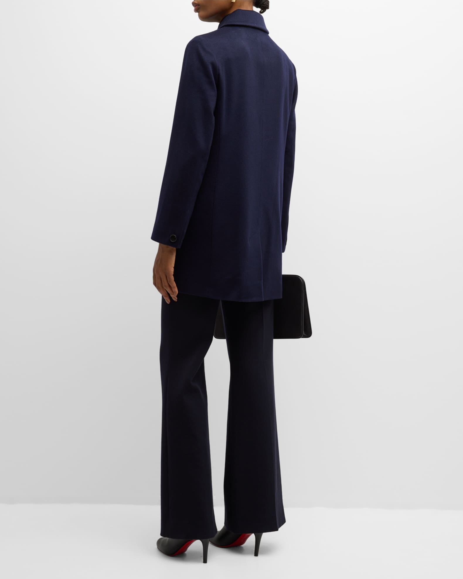 Fleurette Ren Double Breasted Short Wool Coat Midnight