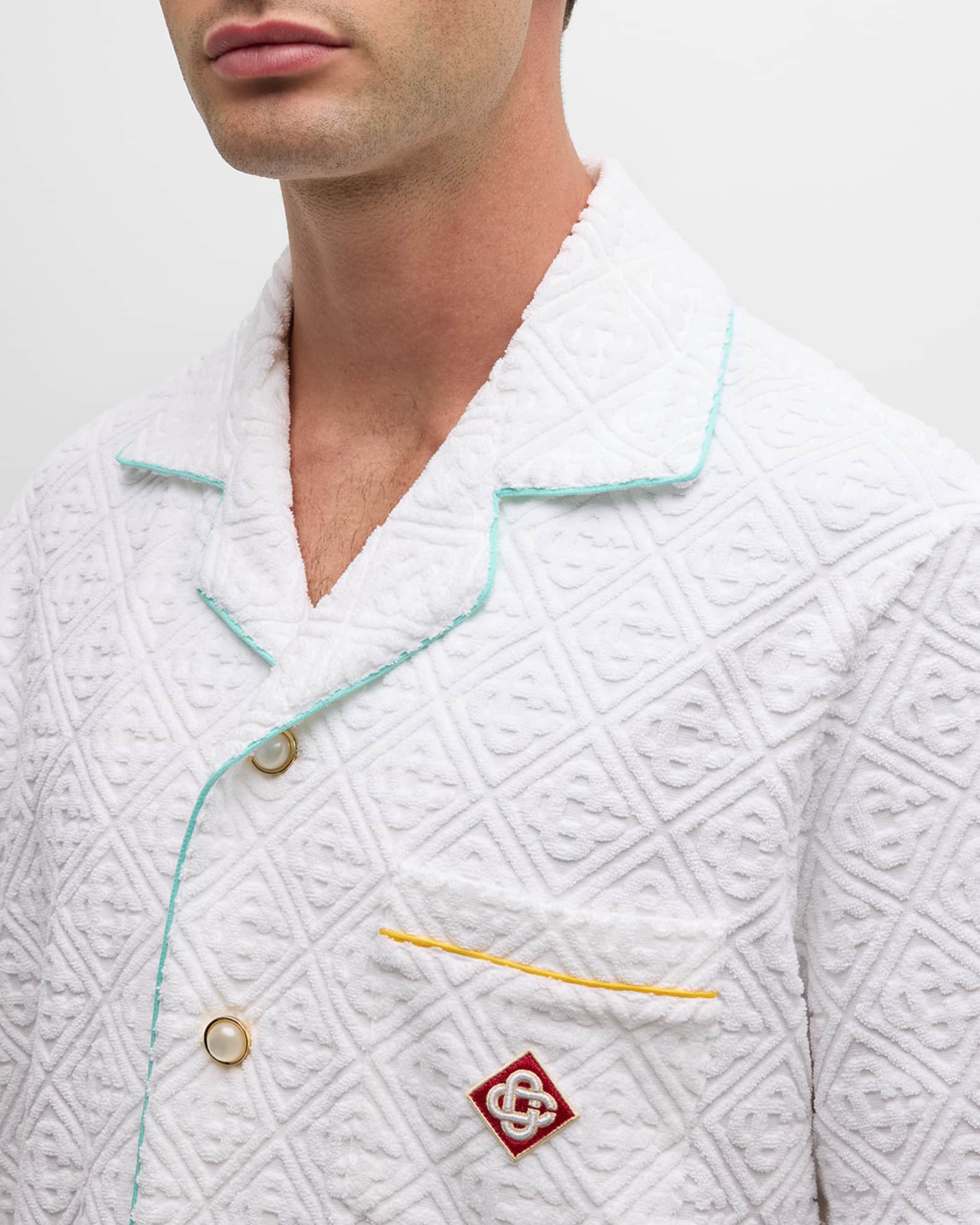 CASABLANCA Men's Monogram Toweling Camp Shirt | Neiman Marcus