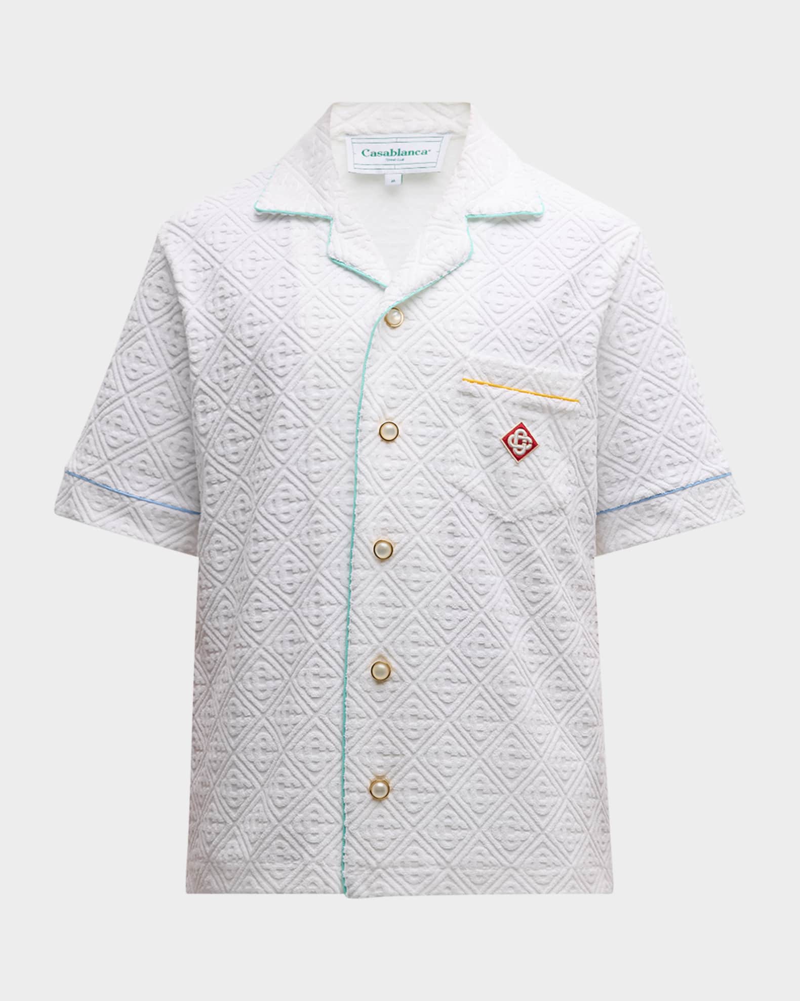 Tシャツ・カットソー Casablanca MENS TOWELLING\nMONOGRAM SHIRT CASABLANCA Men's Monogram Toweling Camp Shirt | Neiman Marcus