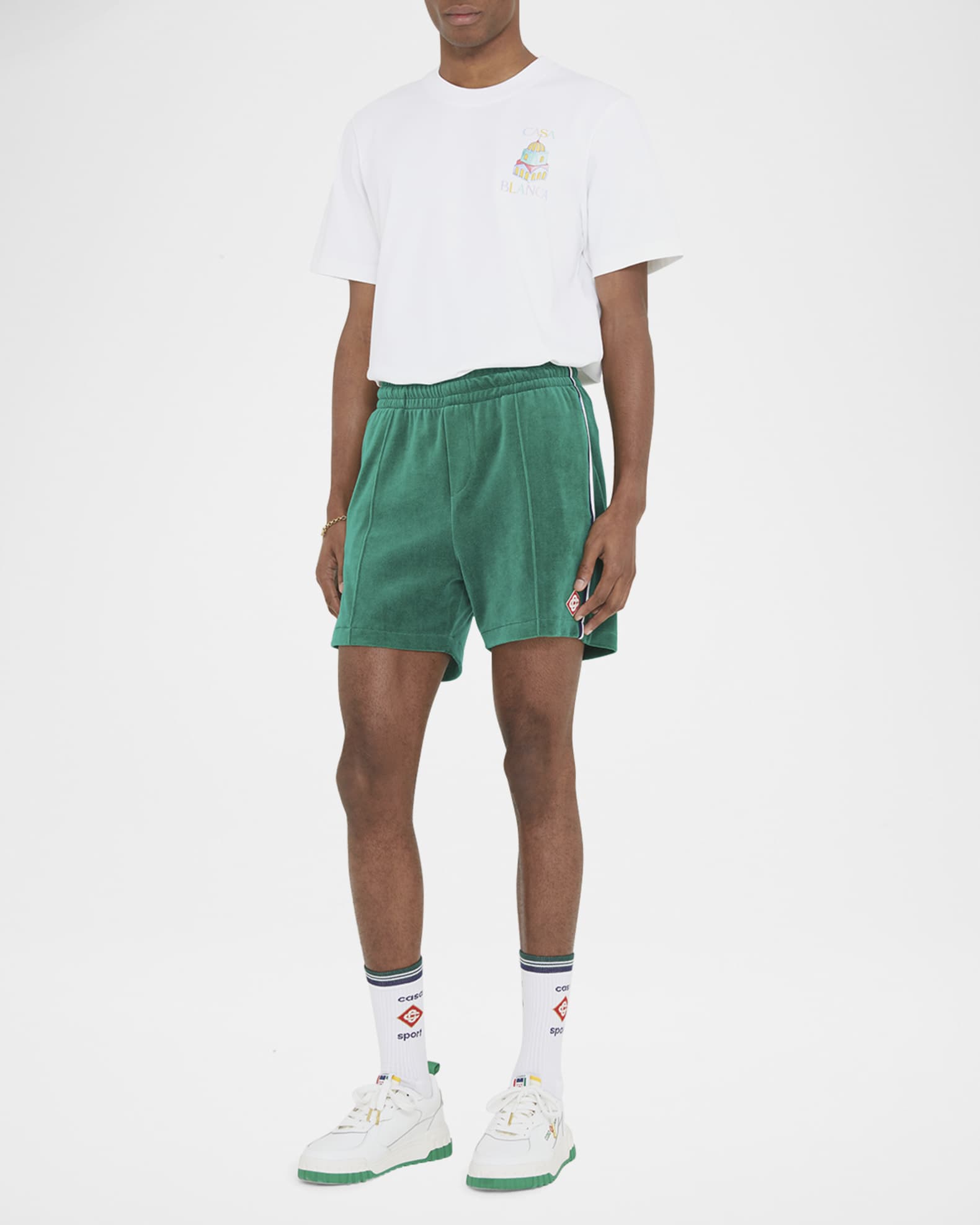 Men's Pintuck Velour Shorts - Thumbnail 2