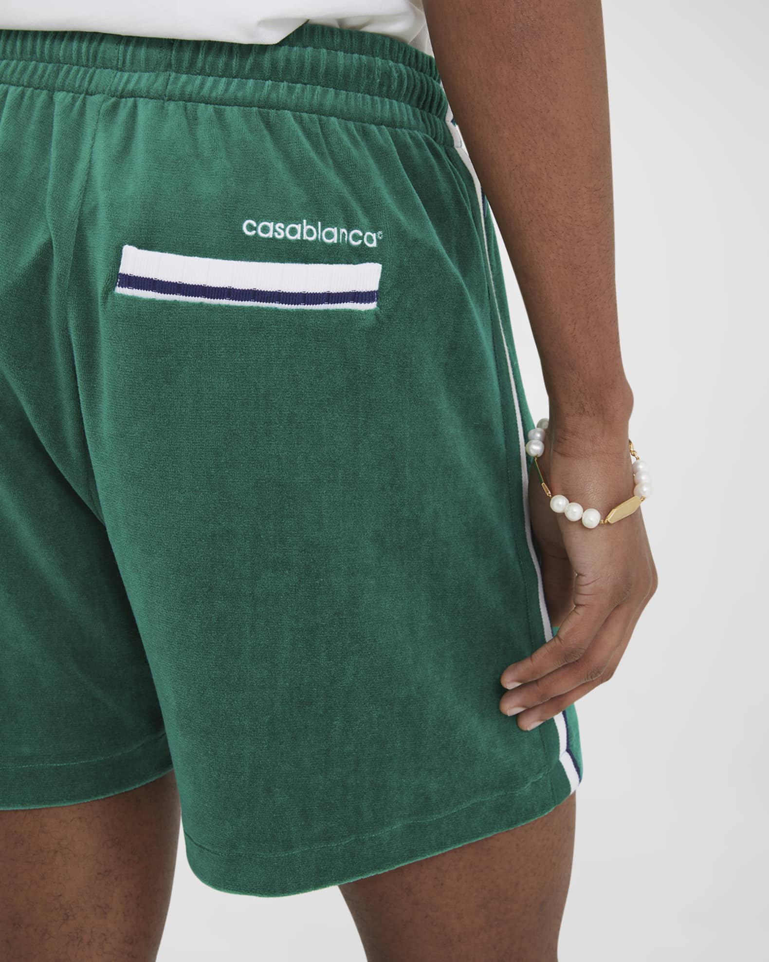 CASABLANCA Men's Pintuck Velour Shorts | Neiman Marcus