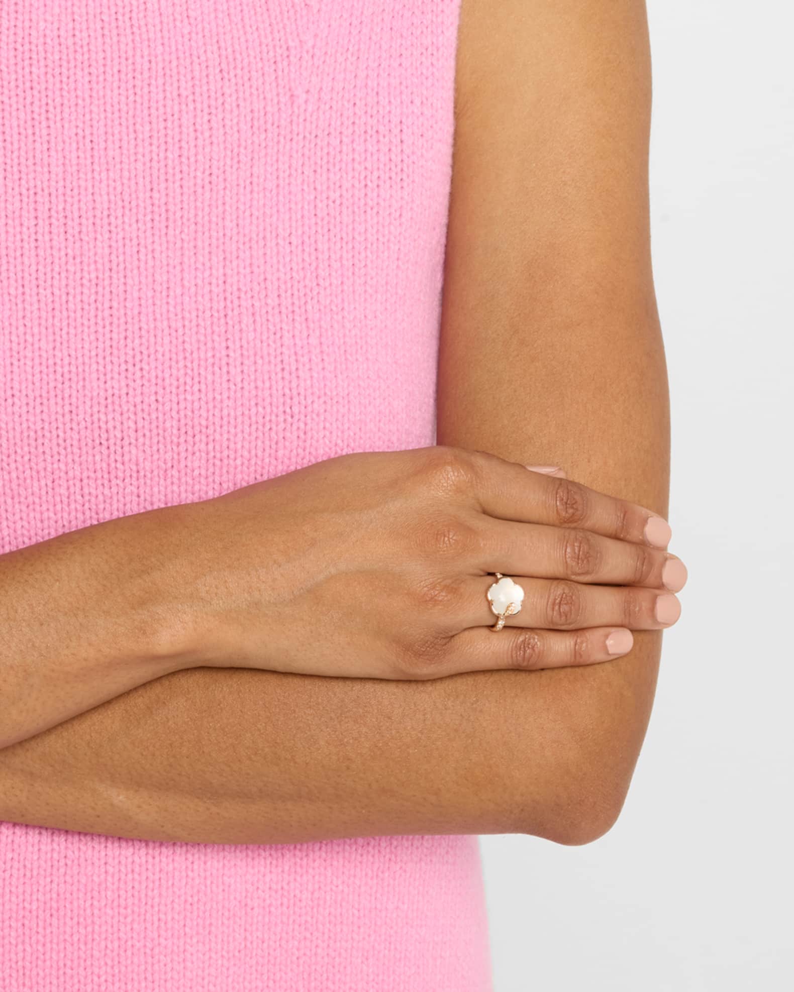 Ton Joli 18K Rose Gold Diamond Ring with Moonstone and Mother-of-Pearl 1