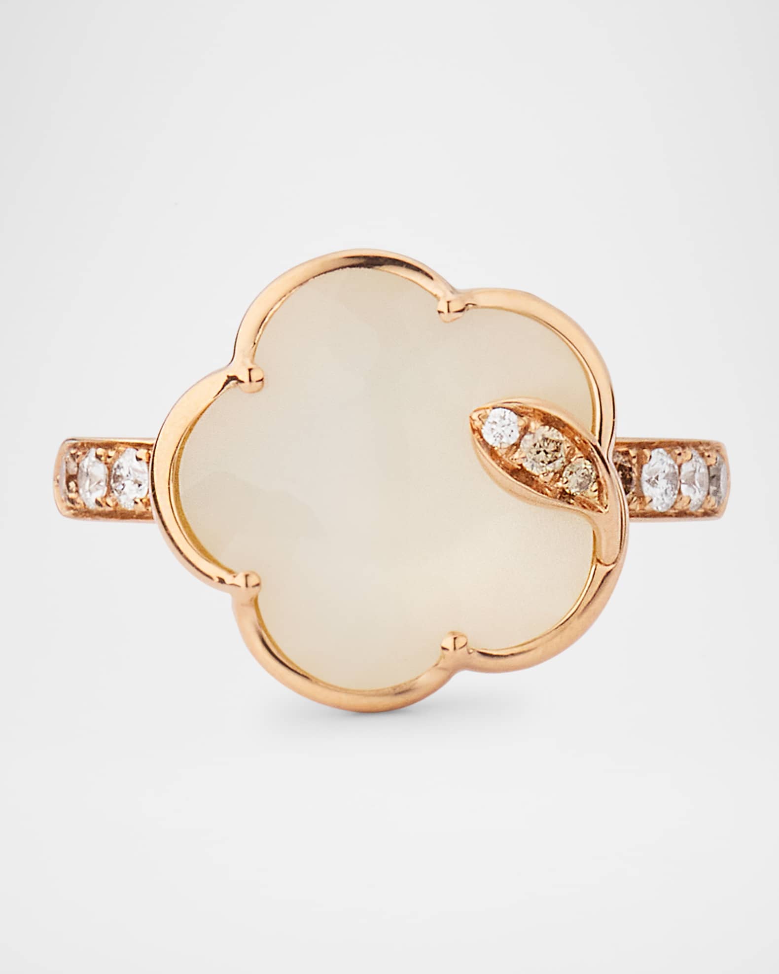 Ton Joli 18K Rose Gold Diamond Ring with Moonstone and Mother-of-Pearl 0