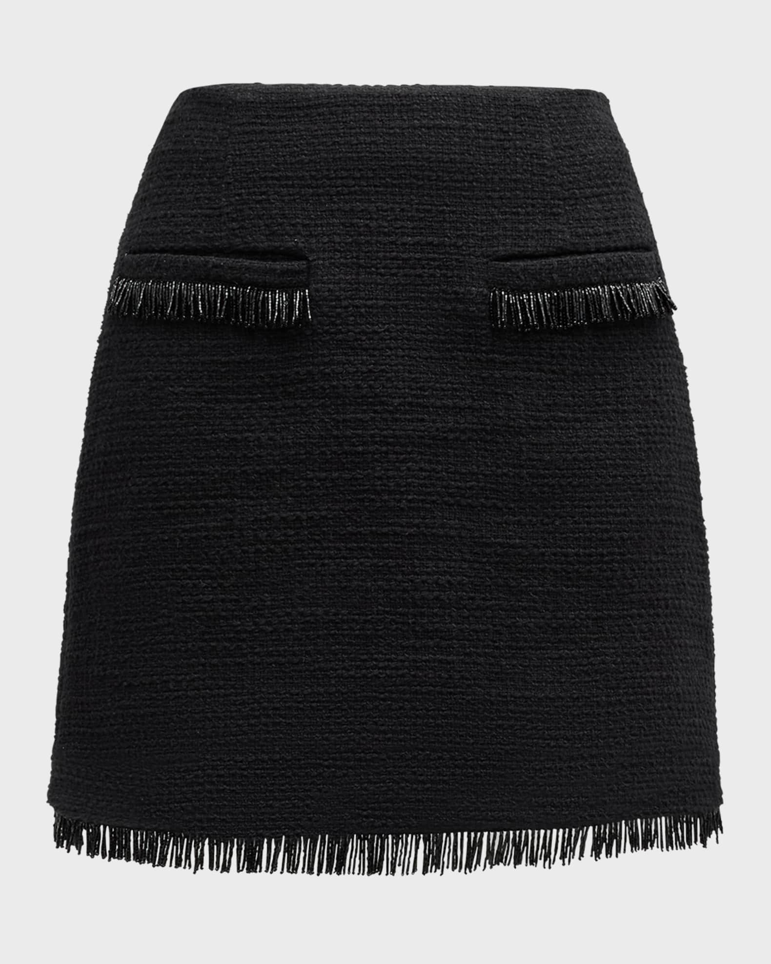 Cinq a Sept Kimmie Embellished Fringe Cotton Bouclé Mini Skirt
