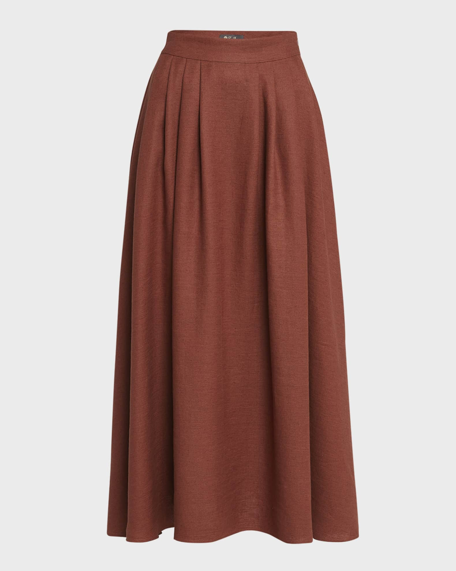 Loro Piana Sabina Antigua Pleated Midi Skirt | Neiman Marcus