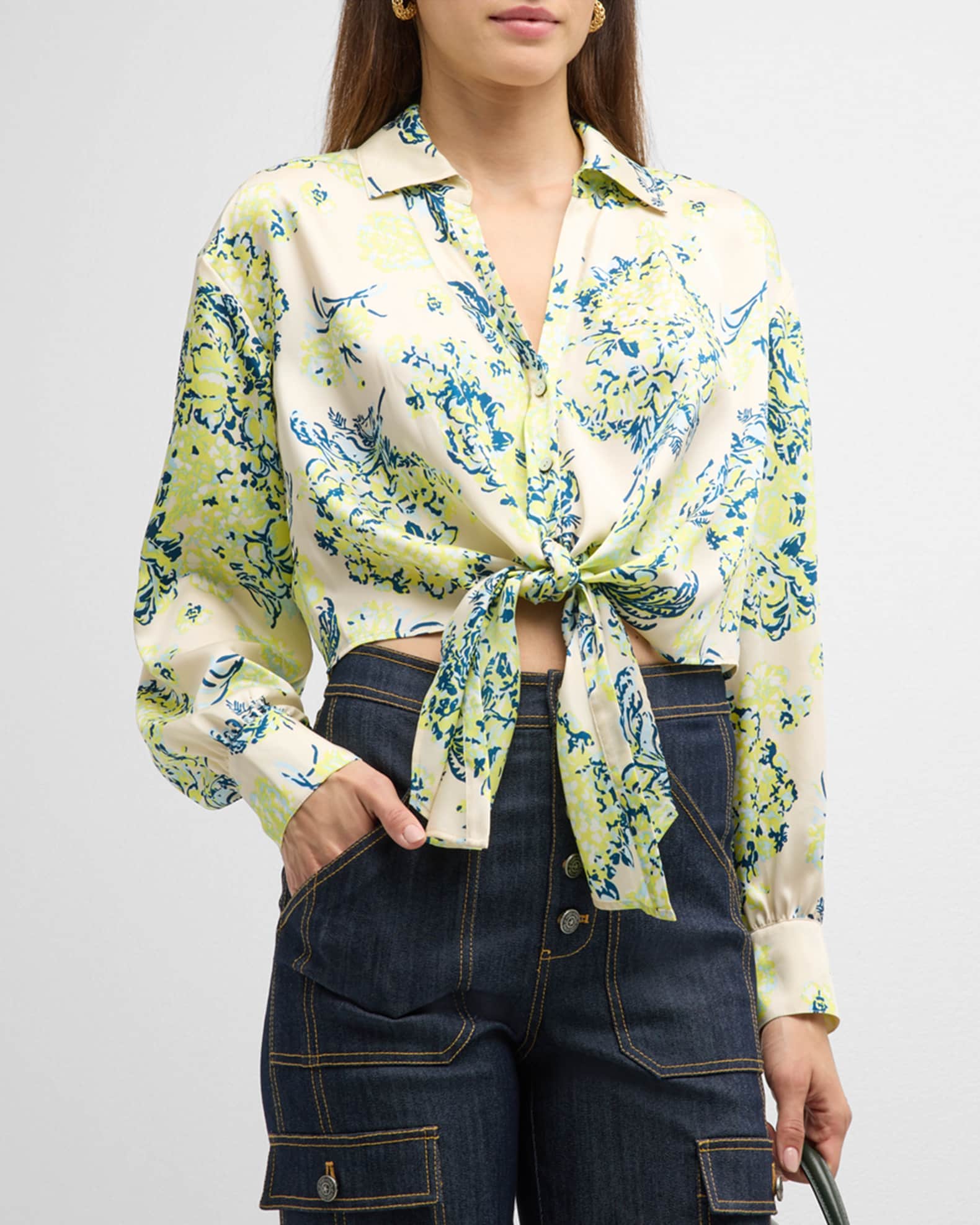 Cinq a Sept Marianna Tie-Front Seaside Bouquet Top