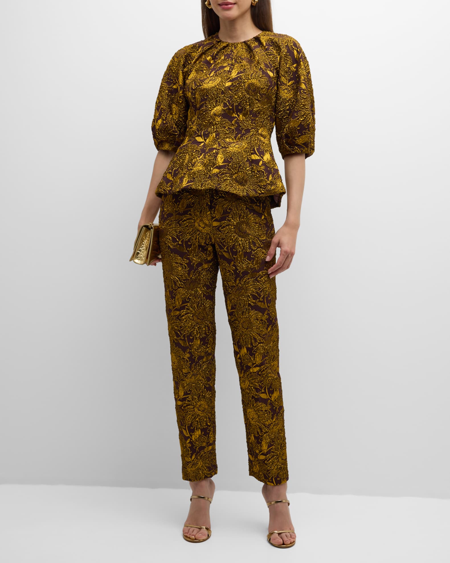 Brocade peplum top shop
