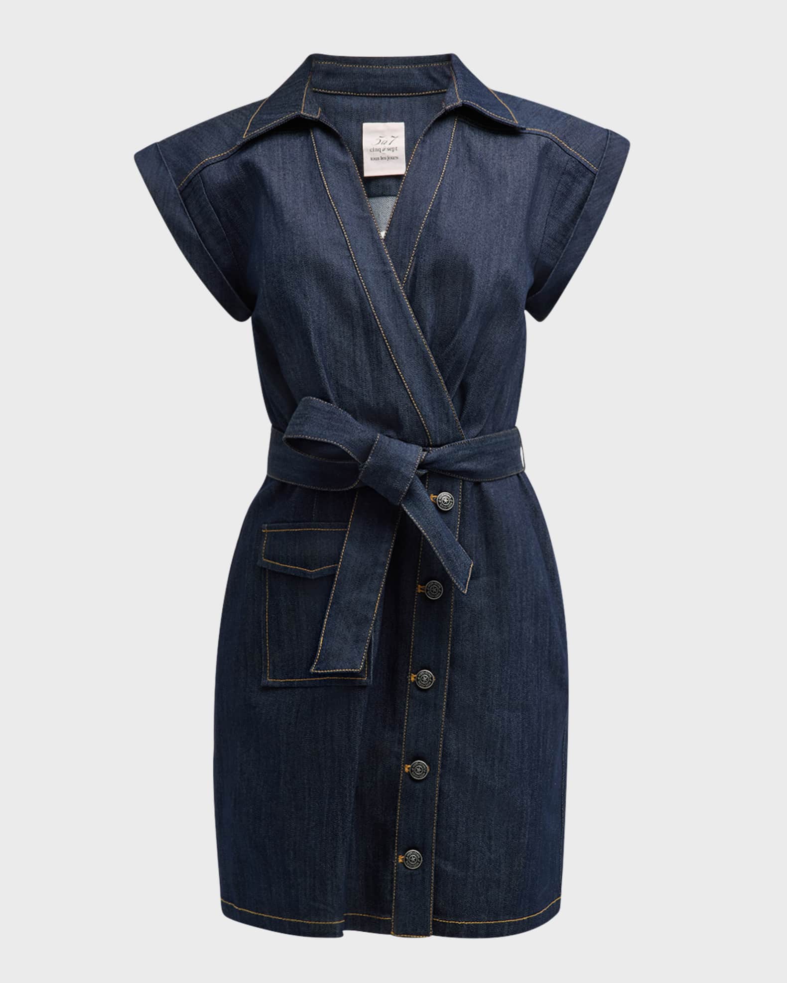 Cinq a Sept Tena Belted Denim Shirtdress