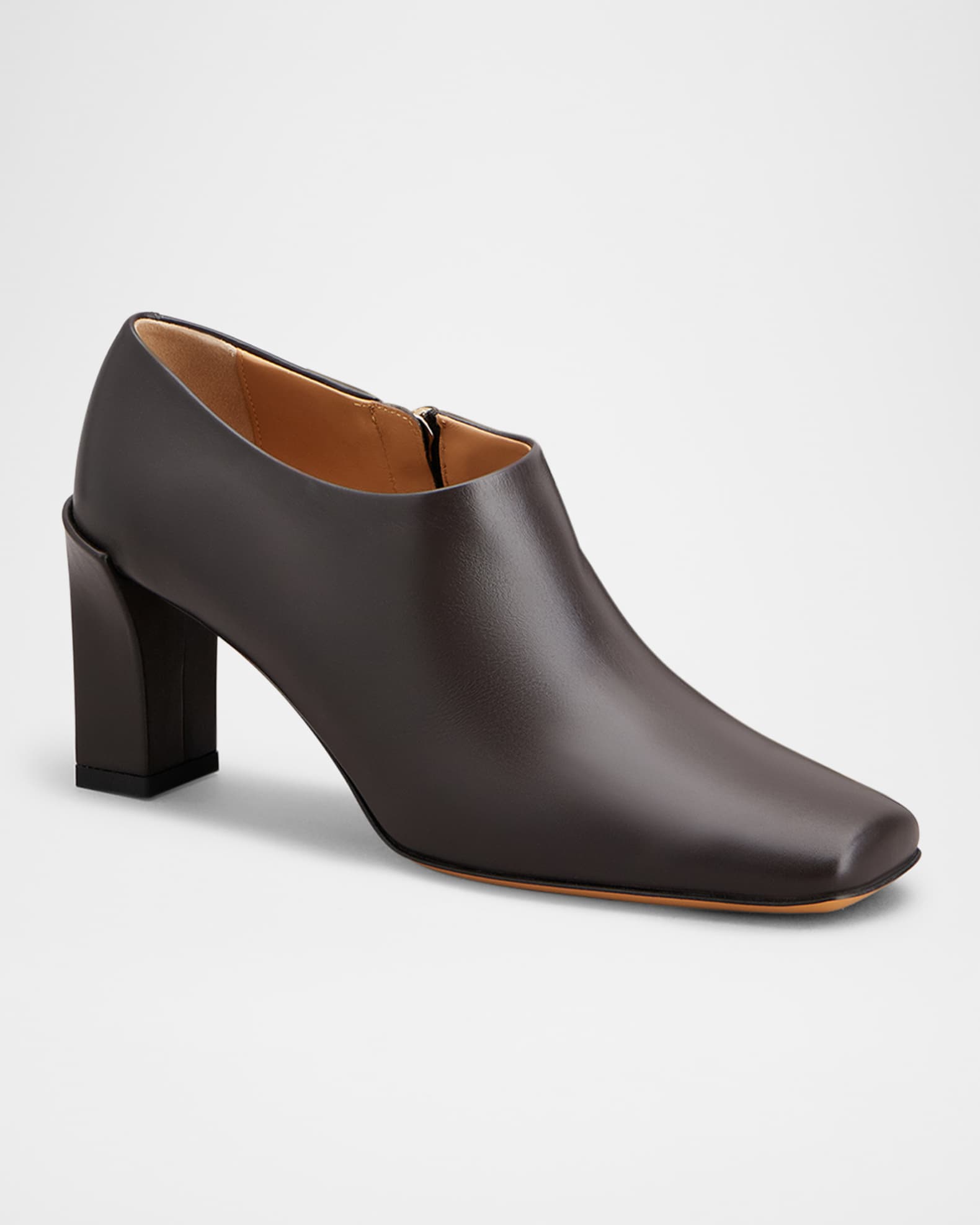 Tod's Square-Toe Leather Zip Ankle Booties | Neiman Marcus
