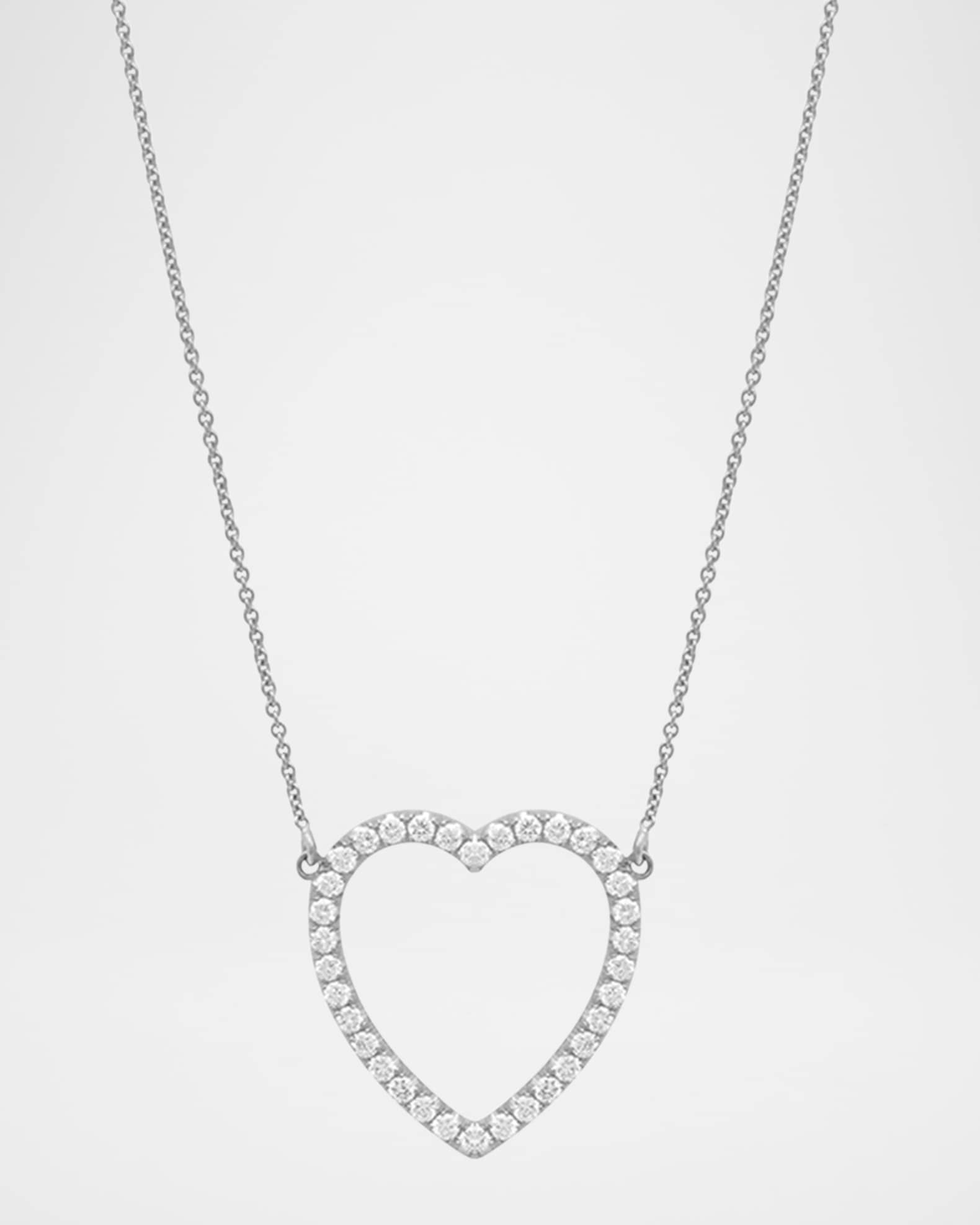 Large Open Heart Diamond Necklace  0