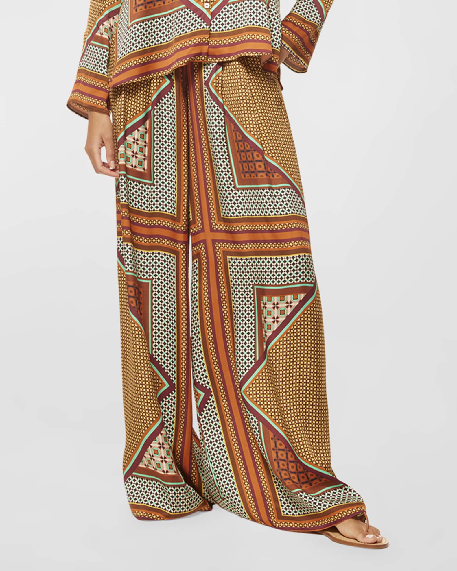 Lemor Scarf Print Flared Palazzo Pants