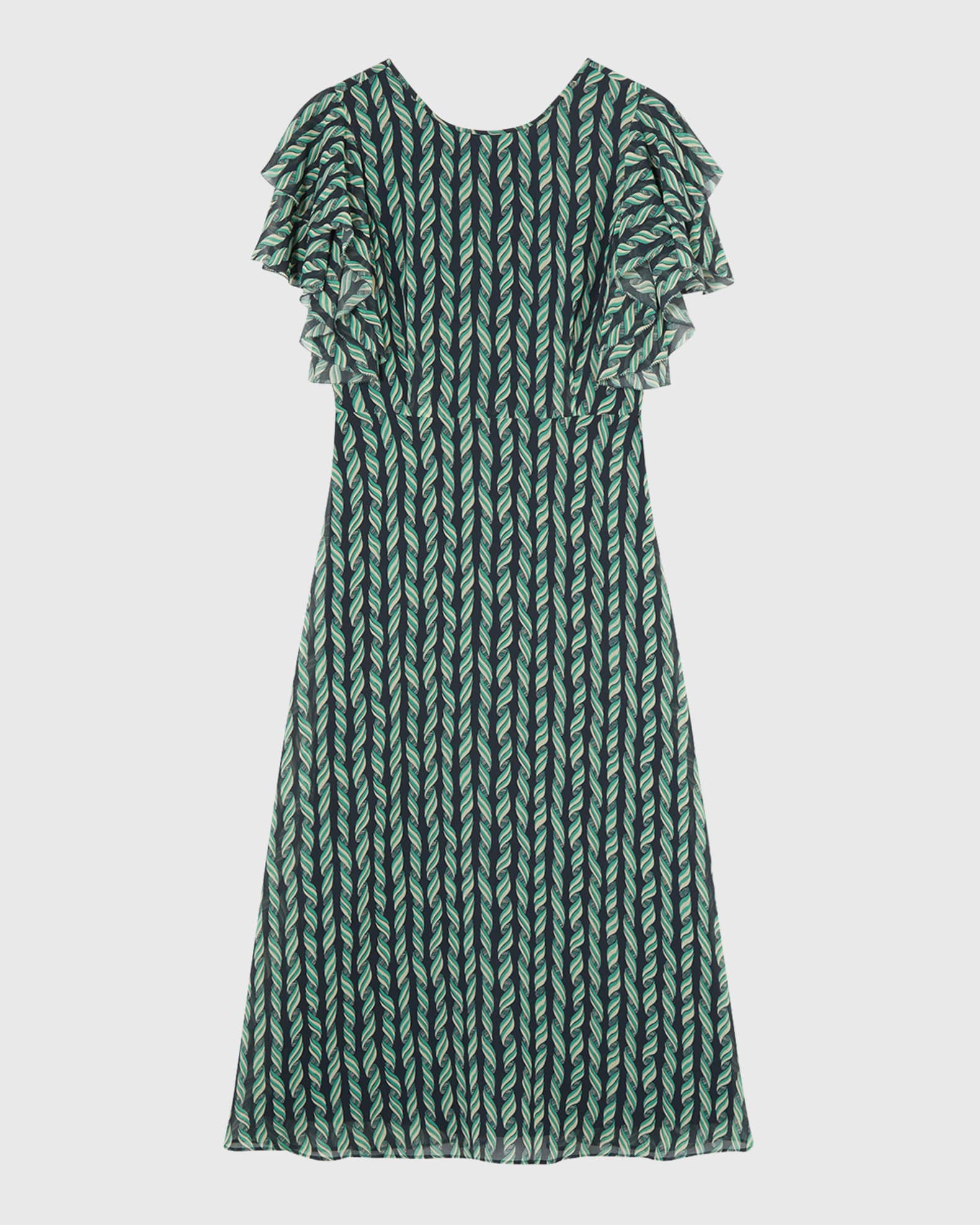 LK Bennett Agnes Flutter-Sleeve Georgette Midi Dress