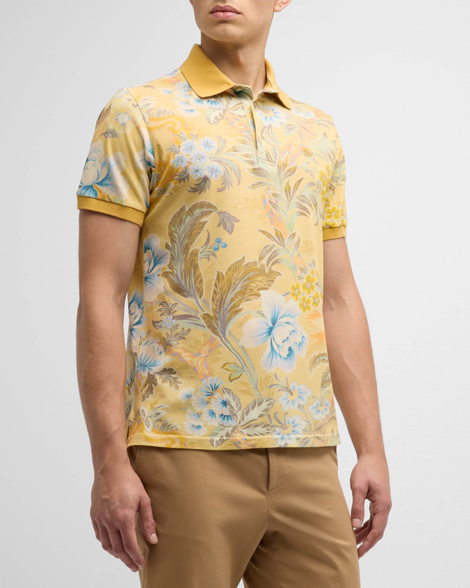 Etro Men's Floral-Print Polo Shirt | Neiman Marcus
